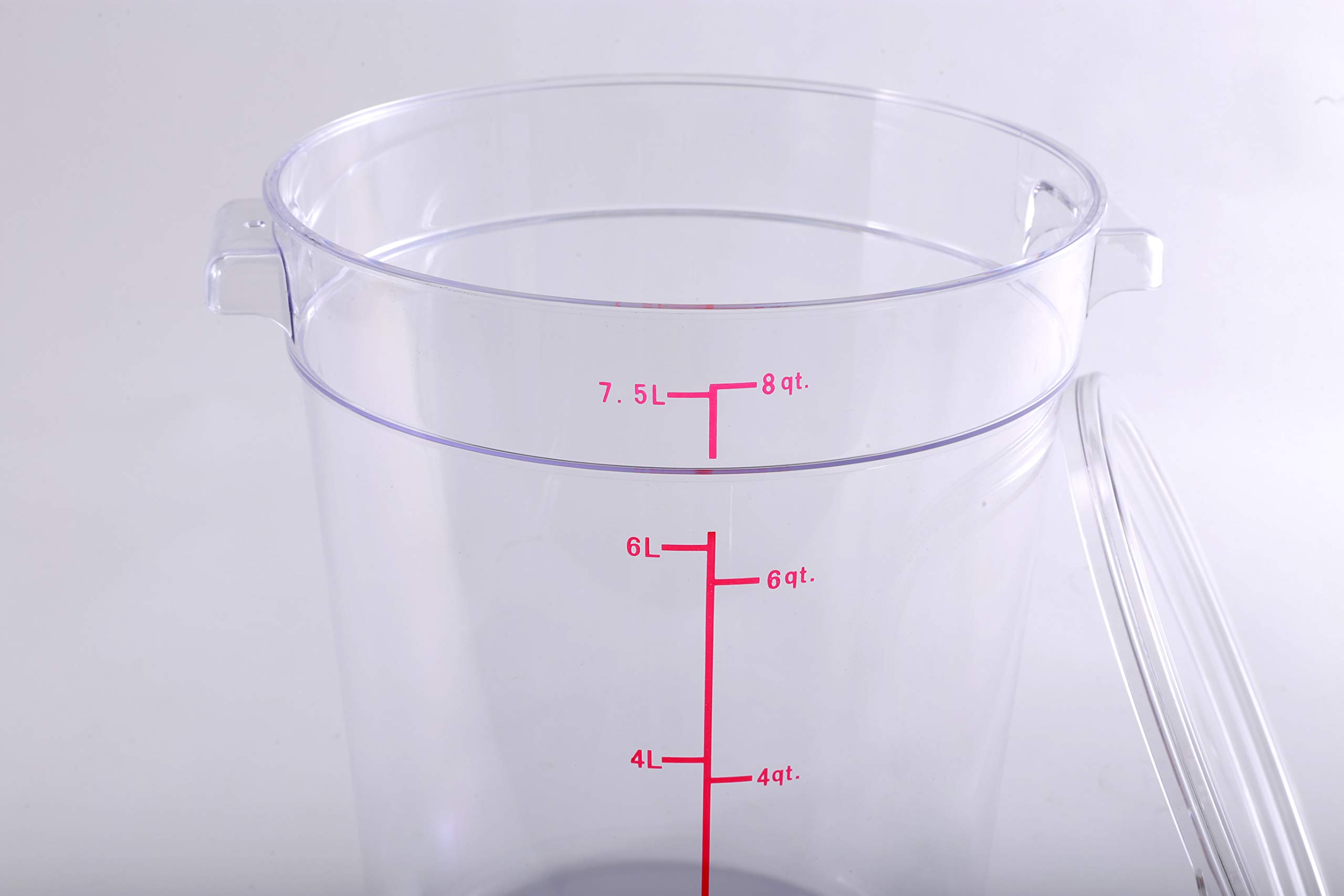 Commercial Grade 8 Qt Clear Polycarbonate Food Storage Containers with Lids - Set of 5, BPA-Free, Airtight & Stackable for Restaurant, Kitchen, Meal Prep & Bulk Food Storage