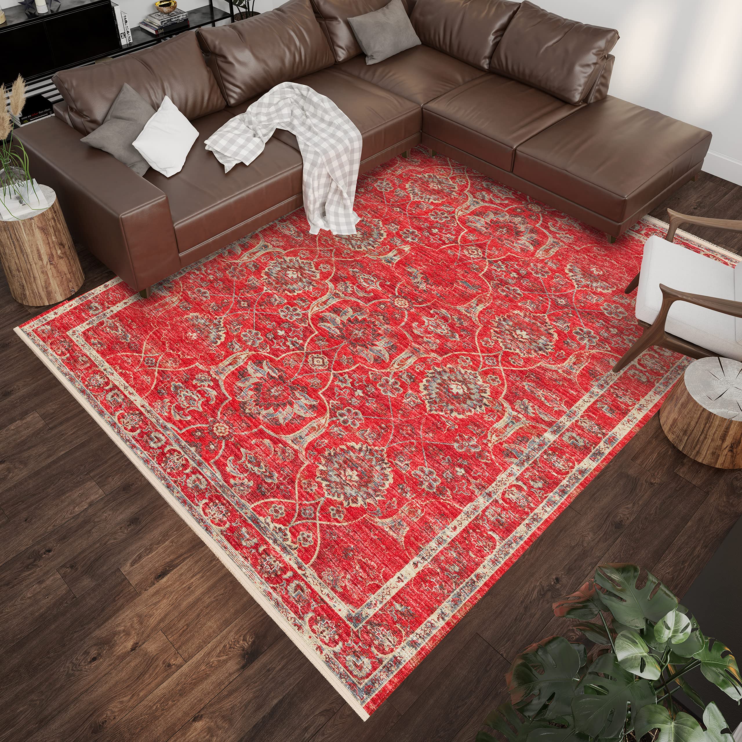 Addison Rugs Sterling AST35 Red 8' x 10' Area Rug - Soft & Durable Living Room Carpet for Home Decor, Bedroom, Office