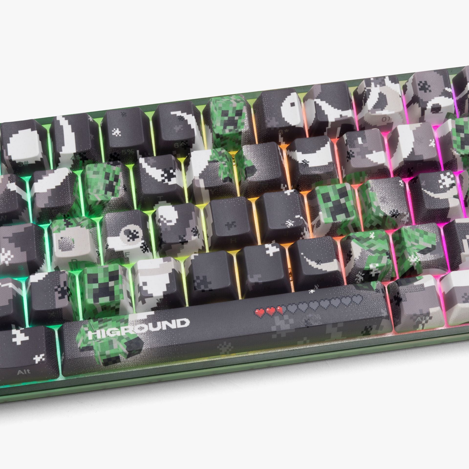 HG x Minecraft Basecamp 65 Mechanical Gaming Keyboard - Creeper Themed RGB Backlit, Customizable Keys for PC Gamers - Perfect for Minecraft Gaming & Streaming Setup
