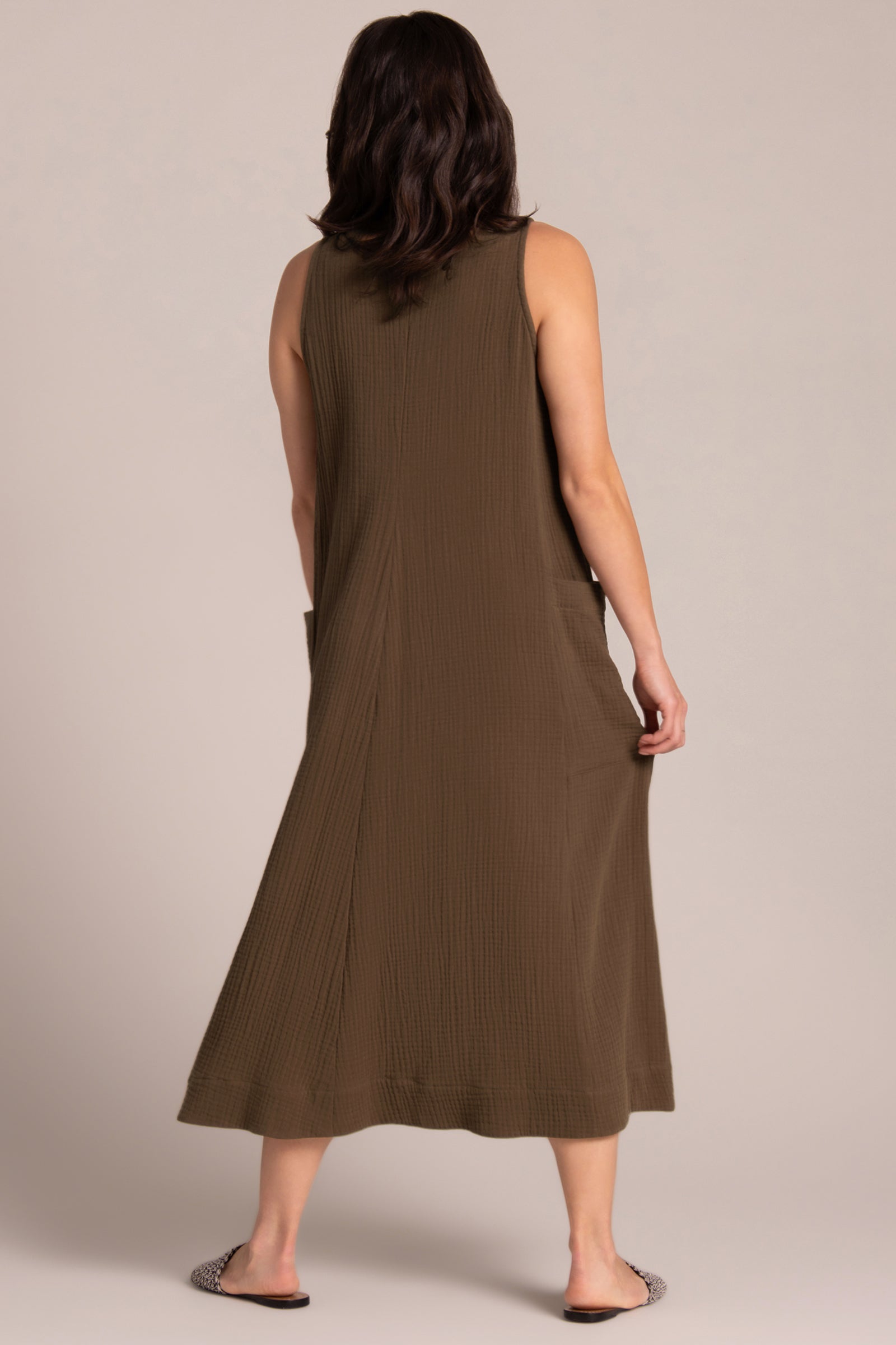 Breeze EZ Flare Dress in Sepia - Women's Boho Chic Midi Dress with Flowy Silhouette | Perfect for Summer Outfits, Beach Vacations & Casual Date Nights