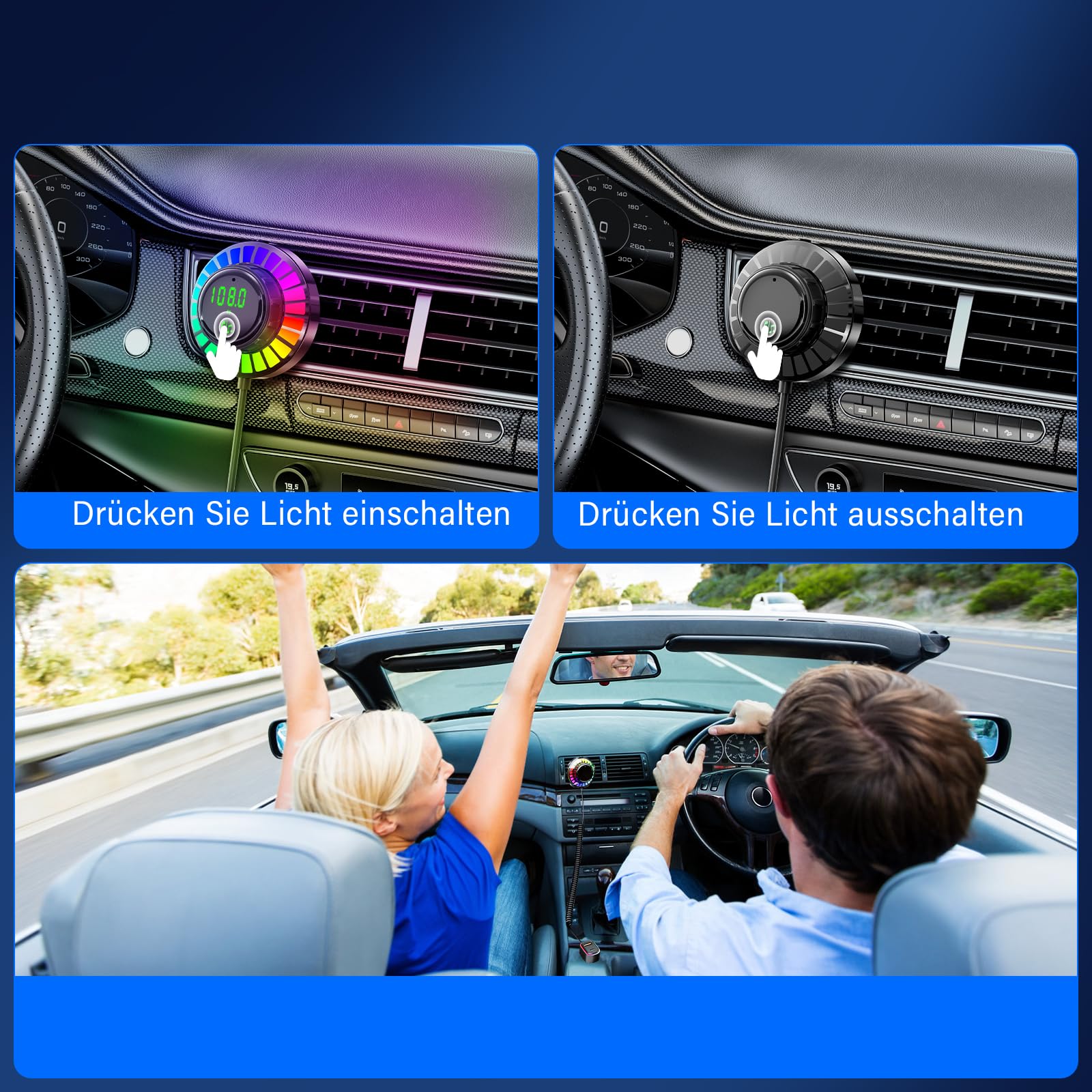 ETELIAR Bluetooth 5.3 Car Adapter with FM Transmitter, 30W PD & 18W QC3.0 Fast Charging - Wireless Audio Streaming & Hands-Free Calling for Car, Truck & Road Trips