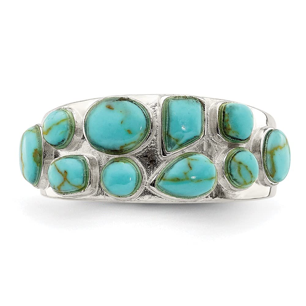 925 Sterling Silver Synthetic Turquoise Inlay Ring - Elegant Women's Fine Jewelry Gift for Her | Perfect for Weddings, Anniversaries & Special Occasions