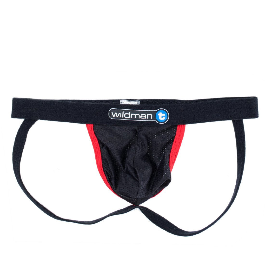 WildmanT Raw Mesh Jockstrap - High Performance Contrast Red Athletic Underwear for Gym, Sports & Active Lifestyle