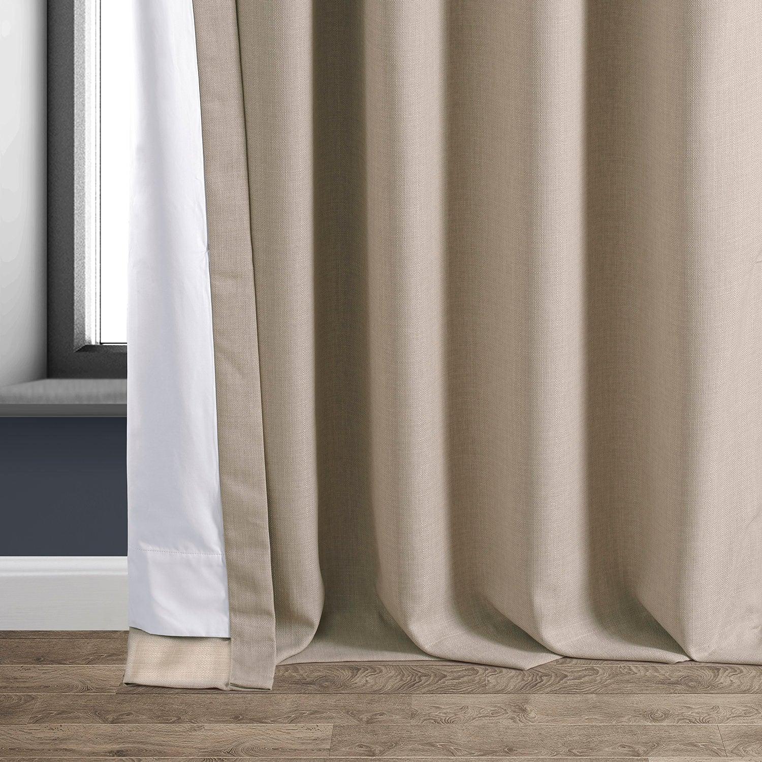 Safari Tan Faux Linen Blackout Curtains for Bedroom & Living Room - Thermal Insulated Room Darkening Drapes for Hotels, Home Decor and Light Blocking Window Treatments