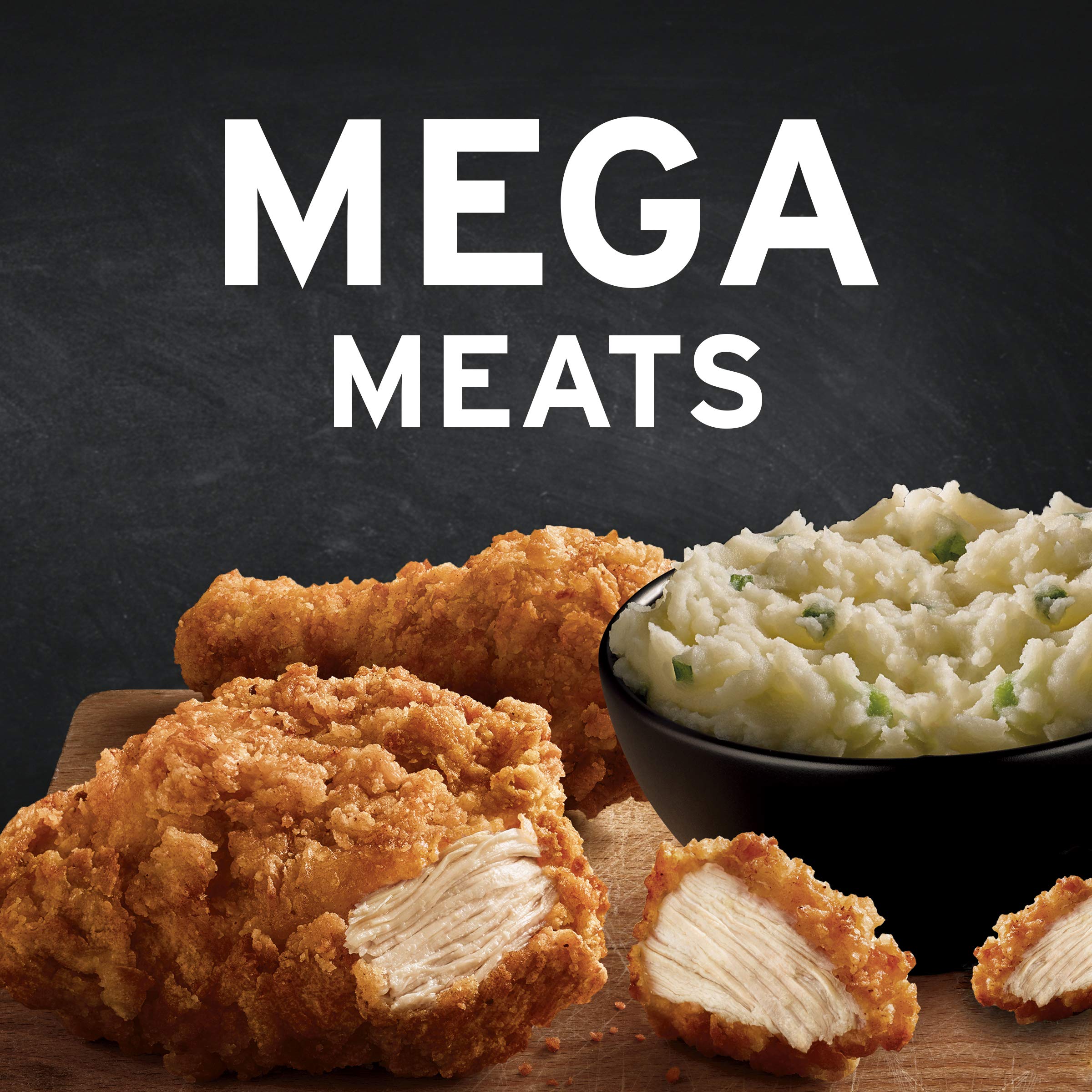 Banquet Mega Meats Original Crispy Chicken with Homestyle Mashed Potatoes - Frozen Dinner Meal 14.25 oz (404g) | Quick & Easy Microwaveable Meal for Busy Weeknights, College Students & Office Lunches