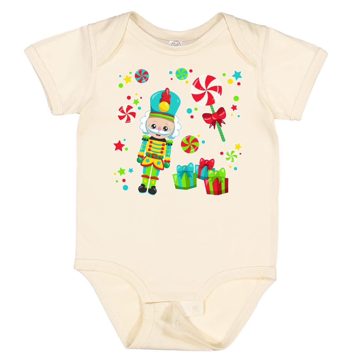 Inktastic Holiday Nutcracker & Candy Christmas Baby Bodysuit - Festive Infant Outfit for Holiday Photos, Family Gatherings & Christmas Celebrations