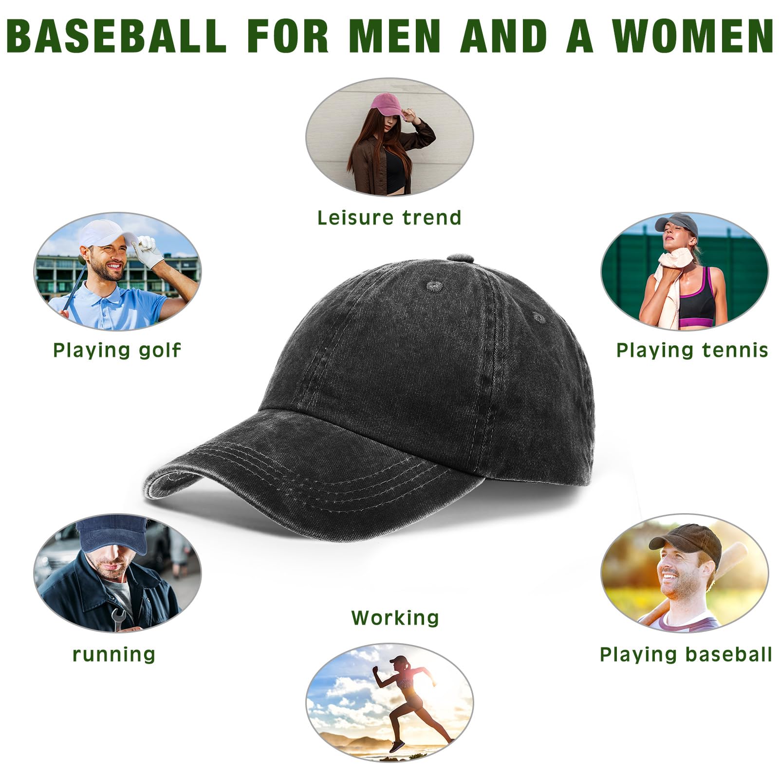 Vintage Washed Denim Baseball Caps - 30 Pack Distressed Adjustable Cotton Dad Hats for Men & Women | Golf, Outdoor, Casual Wear