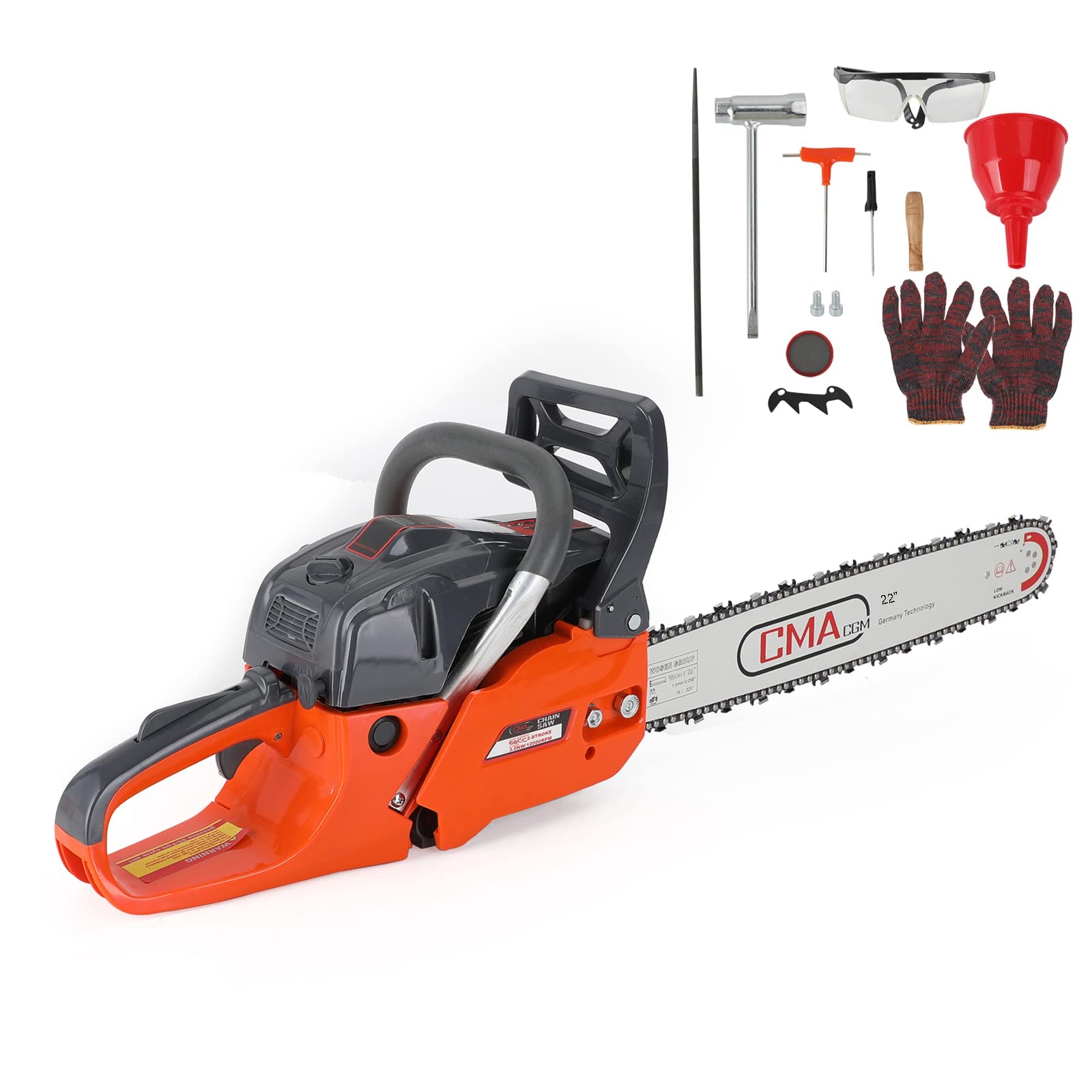 Topteng 22 Inch 68cc Gas Chainsaw - Powerful 22