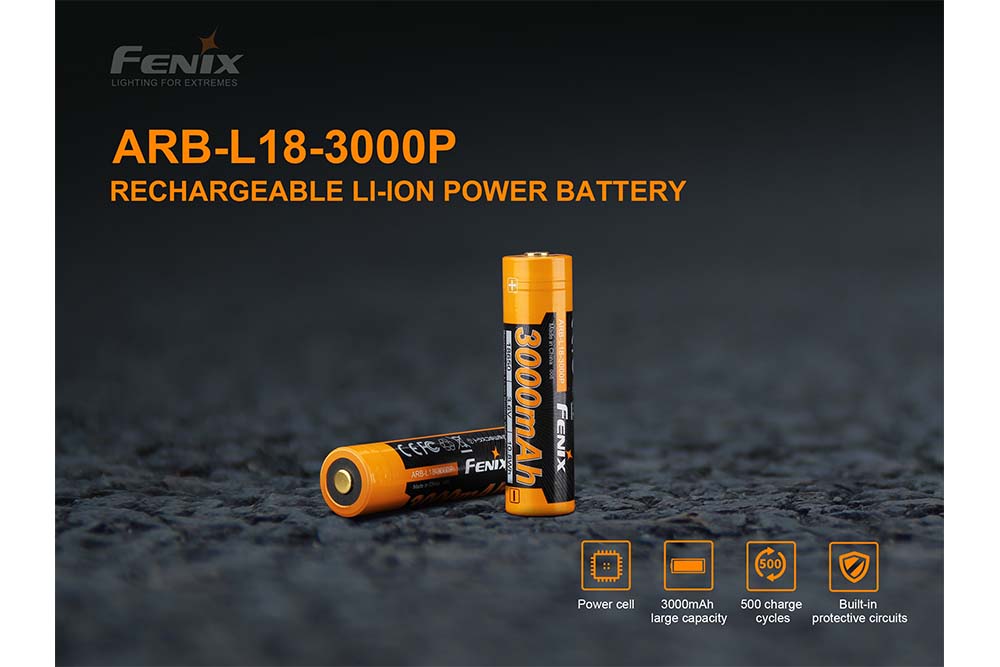 Fenix ARB L18 3000P Rechargeable Lithium-ion Battery for Flashlights, Headlamps & Outdoor Gear - Perfect for Camping, Hiking & Emergency Preparedness