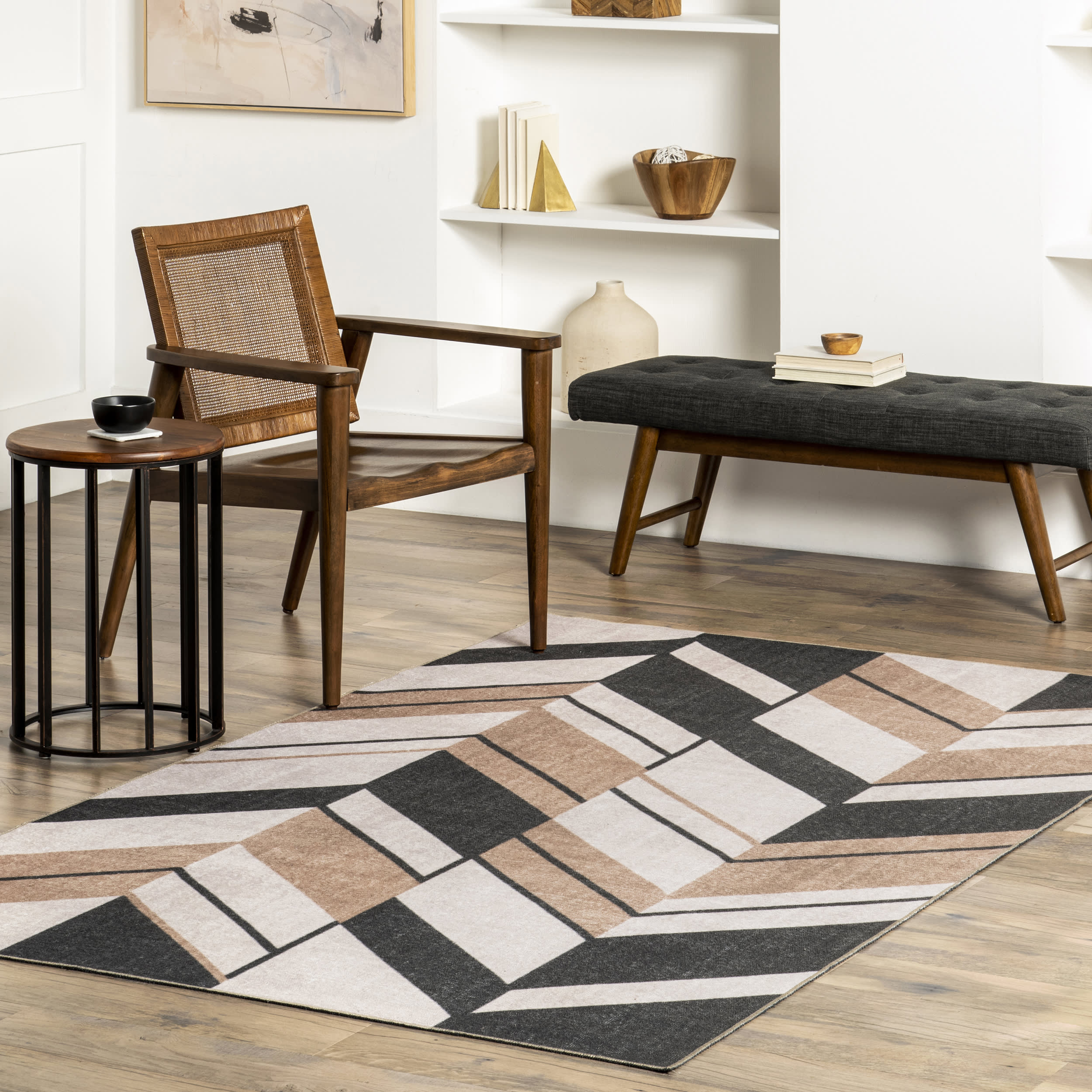 Premium Fawn Washable Traverse Rug - Soft Beige Area Rug for Living Room, Bedroom & Office - Easy to Clean, Stain Resistant Home Decor