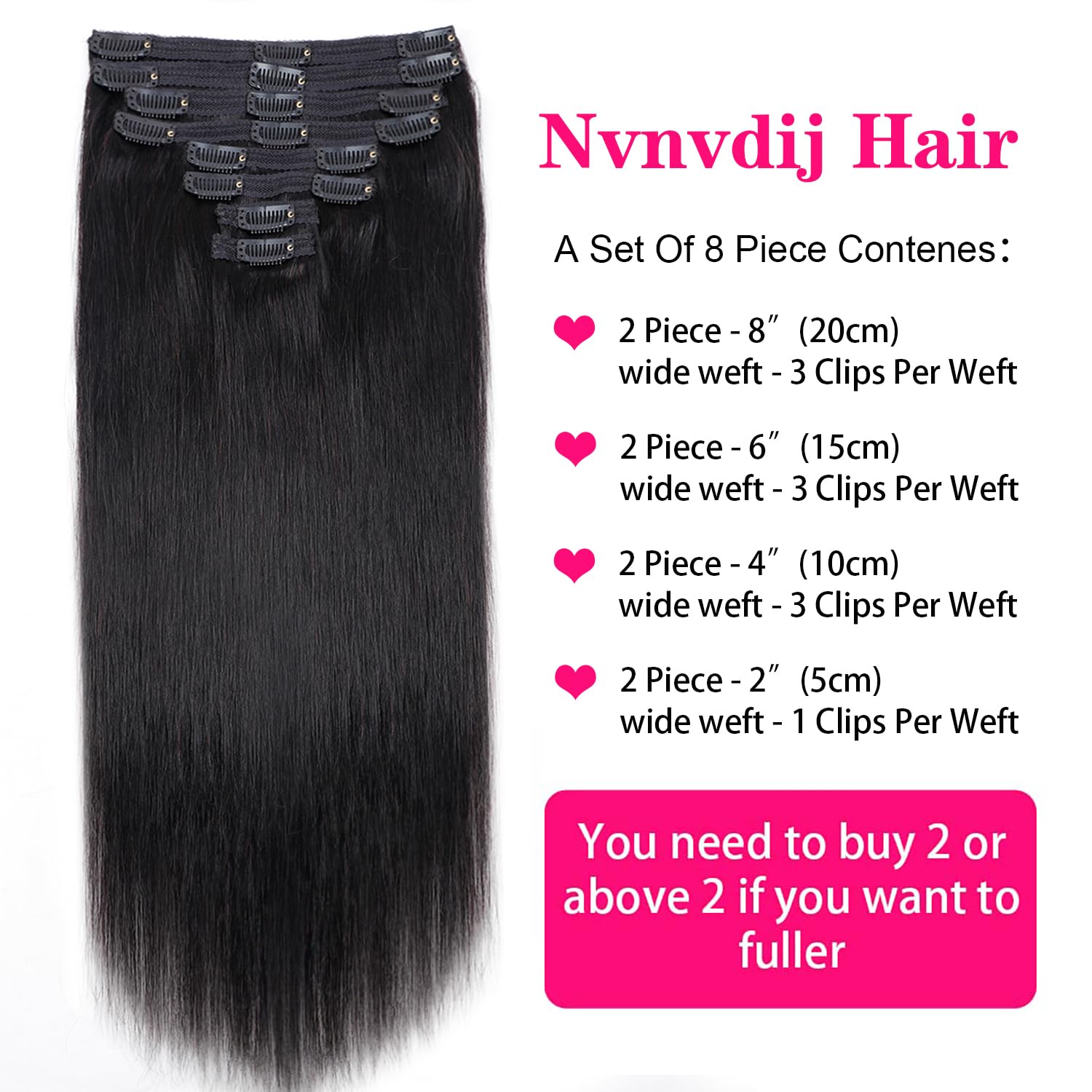 100% Unprocessed Brazilian Virgin Human Hair Clip-in Extensions for Black Women - 8-Piece Set with 18 Clips, 120g, 24 Inch Straight Natural Black Hair | Perfect for Daily Styling, Special Occasions & Volume Boosting