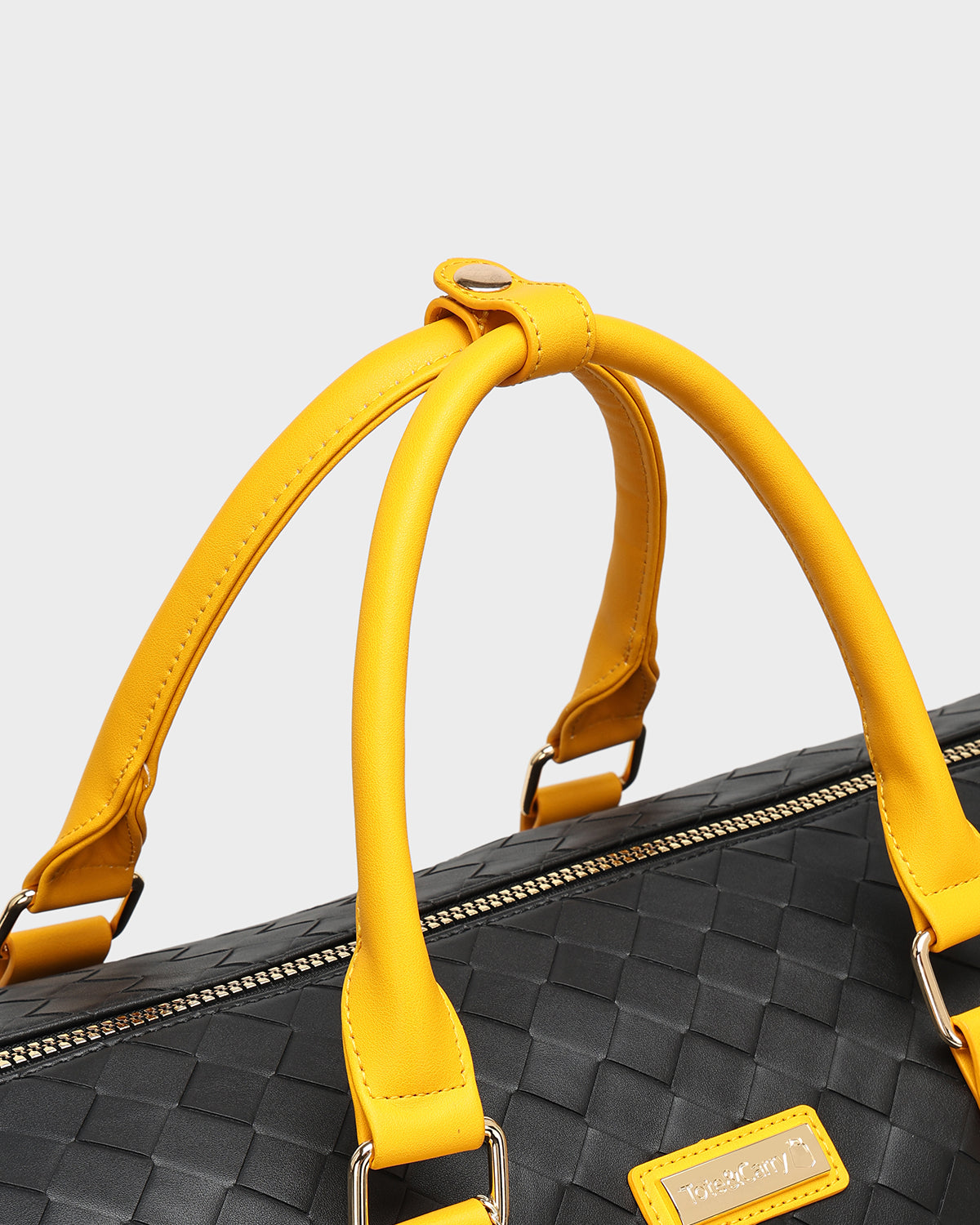 Bodega Rolling Duffle Bag - Black & Mustard Color Travel Luggage for Gym, Weekend Trips & Business Travel