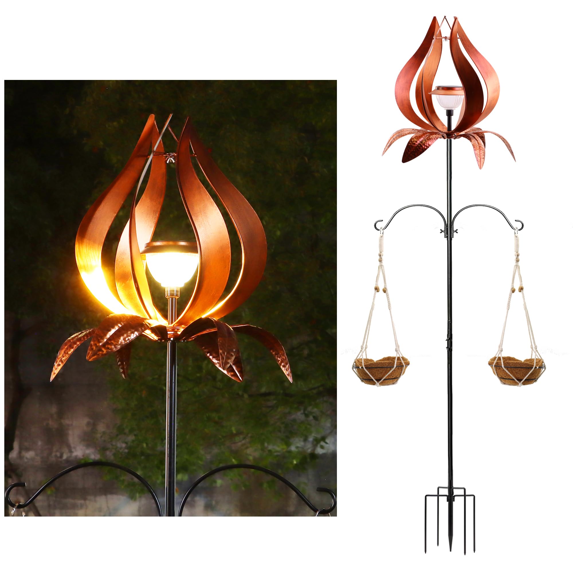 Solar-Powered Multi-Functional Yard Wind Spinners with LED Lights - 83