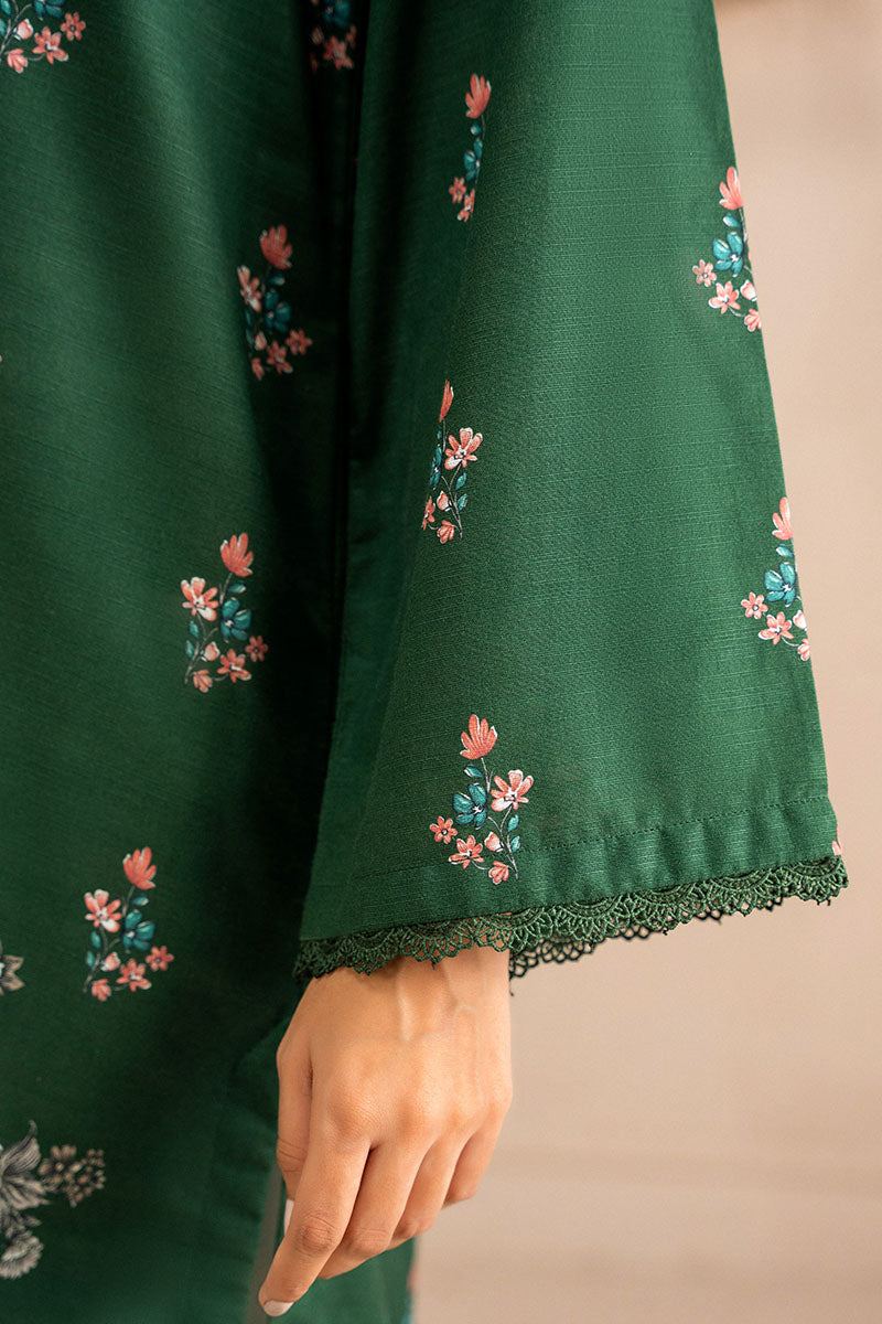 Jewel Green Printed Khaddar Shirt for Men | Traditional Cotton Shirt | Perfect for Casual Wear & Festive Occasions