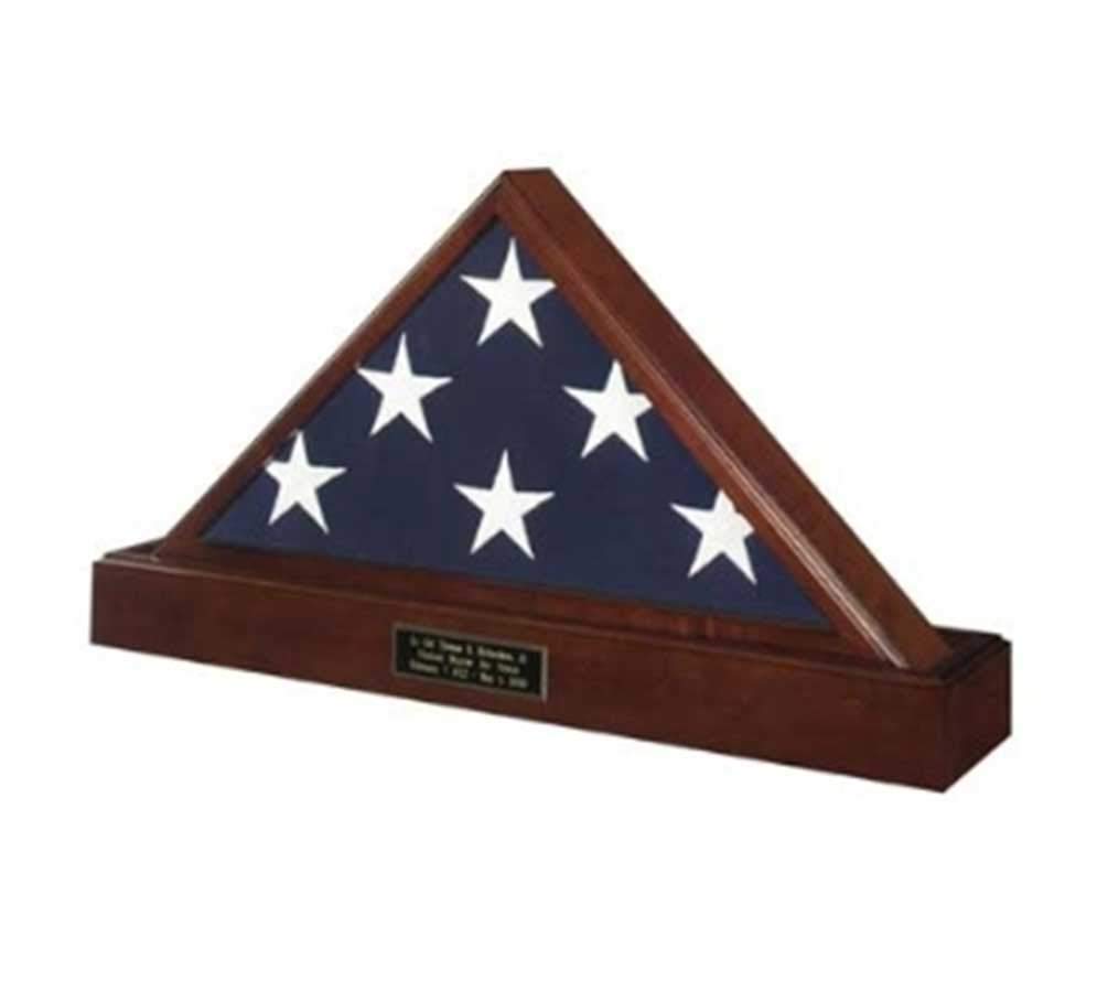 US Marine Corps Flag with Display Pedestal Case - Patriotic Home & Office Decor, Military Gifts, Veterans Day Display