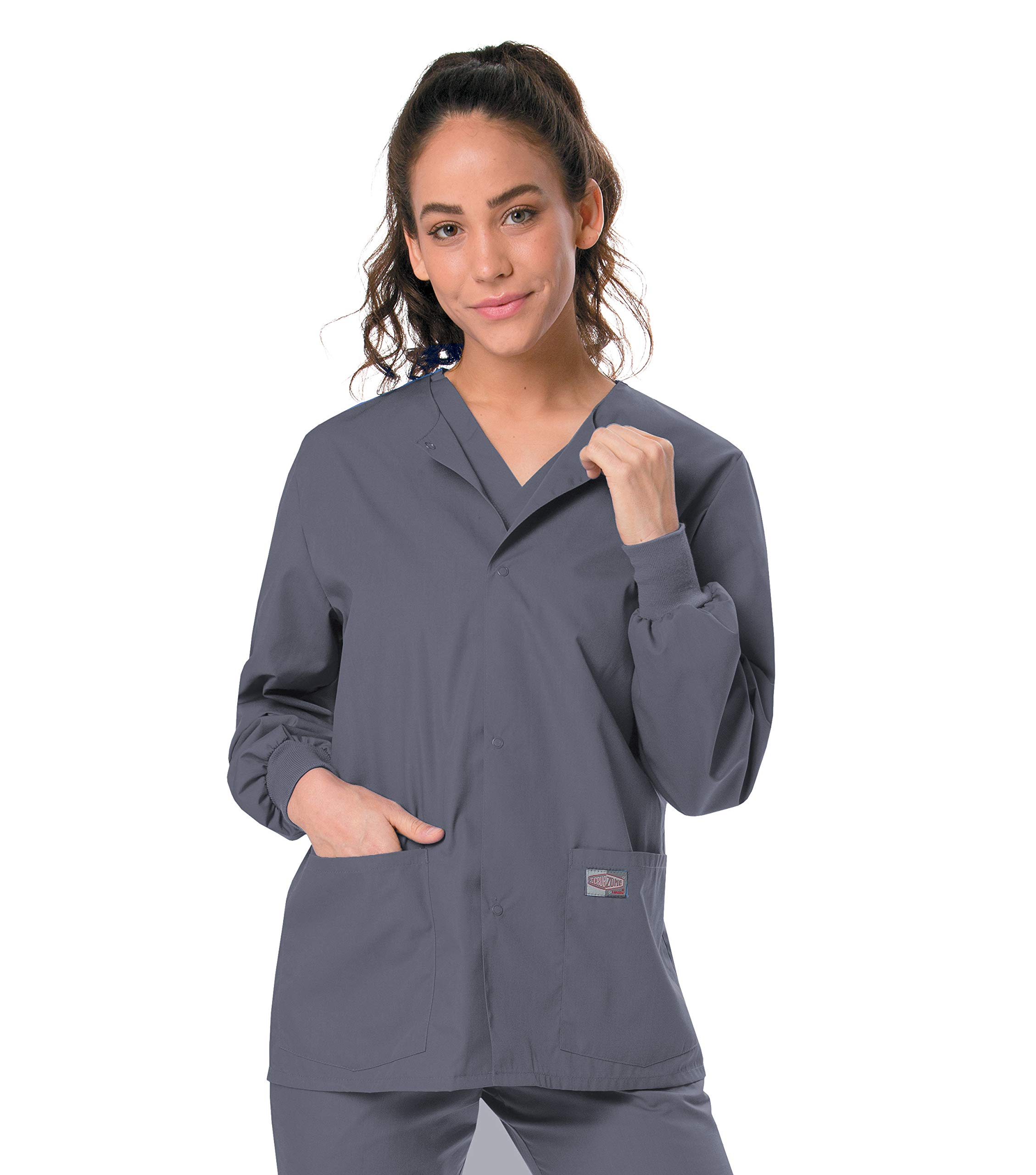Landau Scrub Zone Unisex Relaxed Fit 2-Pocket Snap-Front Scrub Jacket 75231 - Comfortable Medical Uniform for Doctors, Nurses & Healthcare Professionals - Perfect for Hospitals, Clinics & Healthcare Facilities