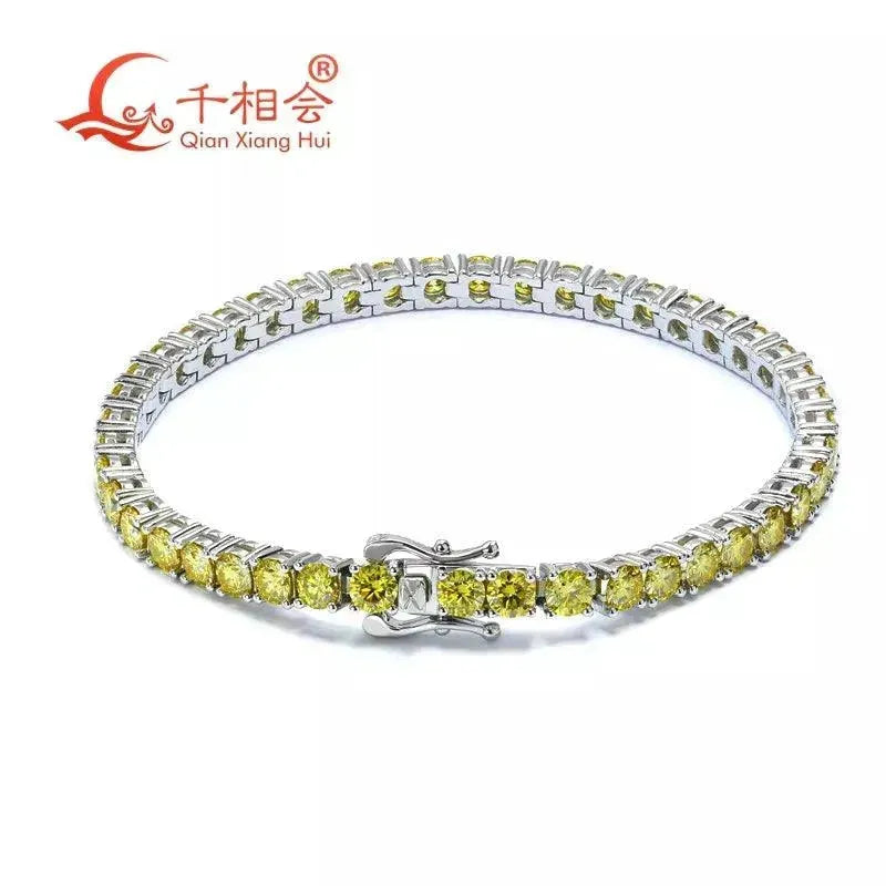 10K Real Gold 3mm 4mm 5mm Moissanite Tennis Bracelet - Vivid Yellow Luxury Jewelry Gift for Women - Perfect for Parties, Weddings & Special Occasions