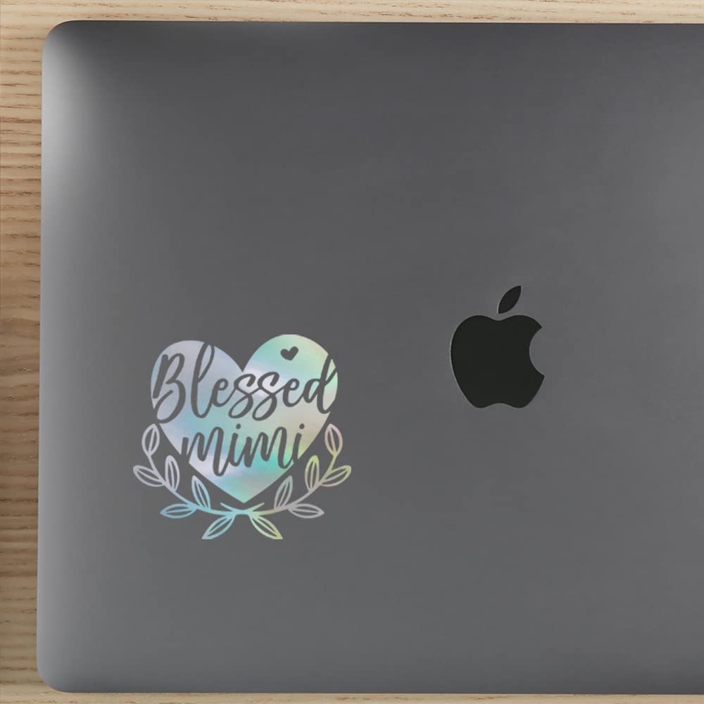 Blessed Mimi Quote Holographic Vinyl Stickers (Set of 2) - Waterproof Decals for Laptop, Phone, Helmet, Car Window, Mug & Wall Decor - Perfect for Personalizing Accessories, Home & Office