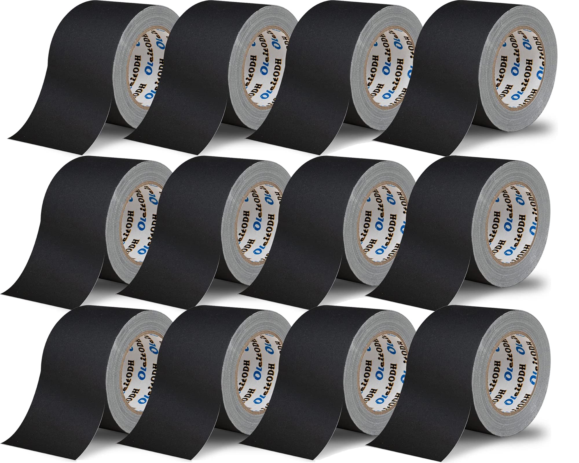 3 Inch Black Gaffers Tape - 12 Roll Bulk Pack (30 Yards per Roll) - No Residue, Easy Tear, Waterproof Matte Cloth Tape for Photography, Filming & Stage Lighting - Professional Gaffing Tape for Cable Management, Set Design and Event Production