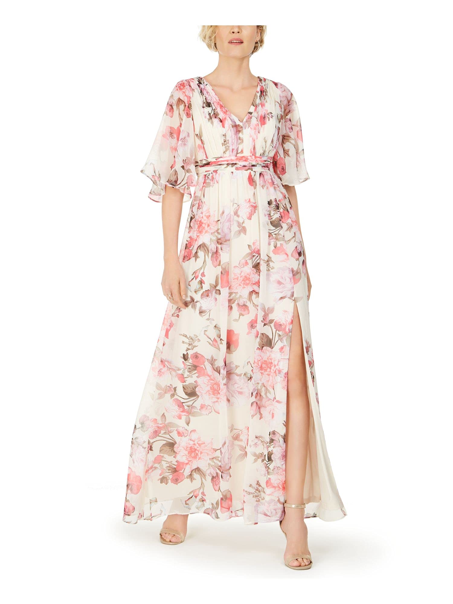 Adrianna Papell Women's Floral Gown Dress - Elegant Multicolored Formal Evening Gown for Weddings, Prom, and Special Occasions - Size 6
