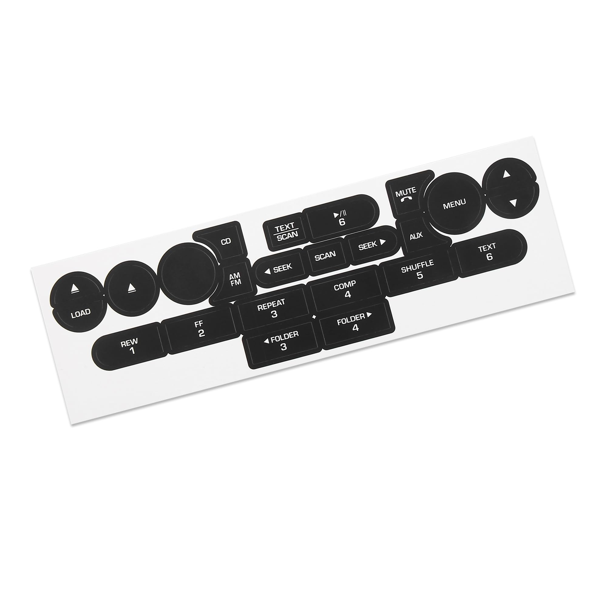 Ford Mustang 2005-2009 Radio Stereo Button Repair Stickers - Waterproof Black Decals for Car Interior Trim Replacement - Perfect for Dashboard Fixes & DIY Auto Restoration Projects
