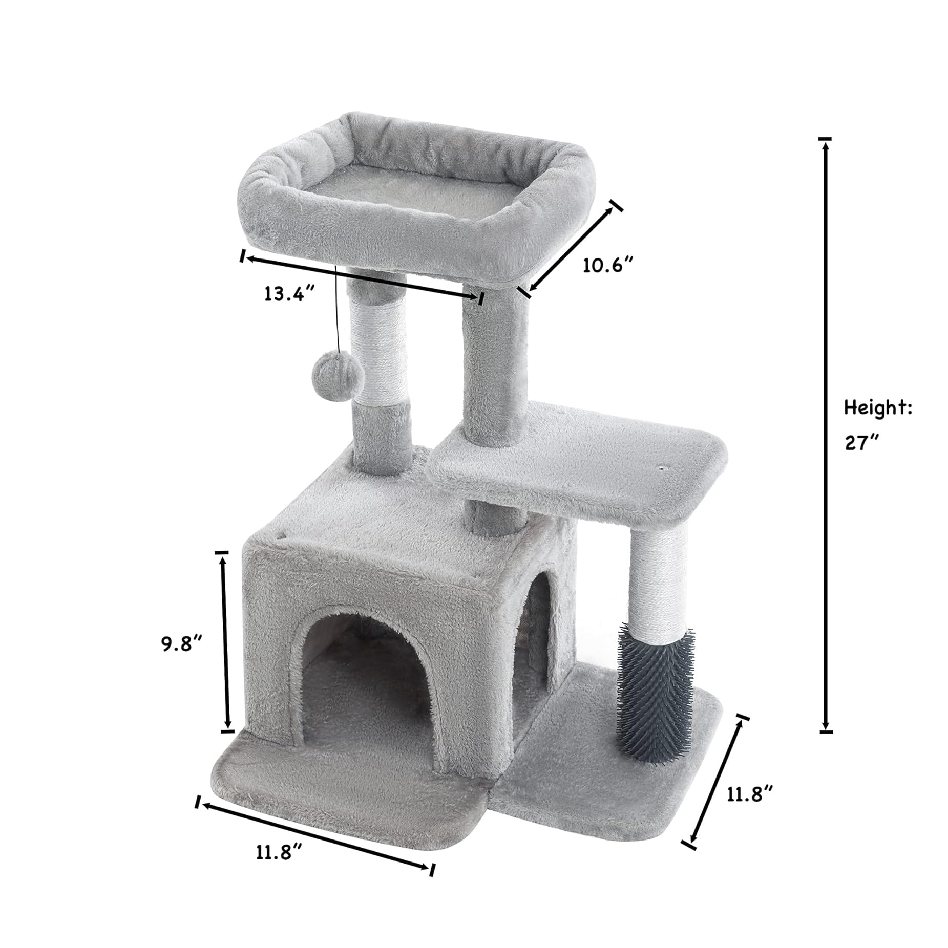 Premium Small Cat Tree with Sisal Scratching Post & Massage Perch - Cozy Beige Cat Condo for Kittens & Adult Cats - Perfect for Apartments, Living Rooms & Pet Play Areas