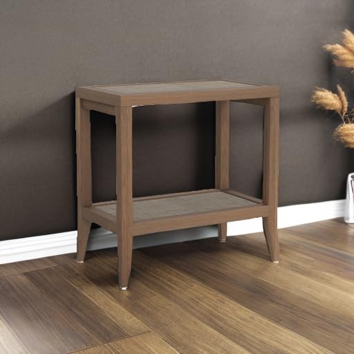 SICOTAS Rattan Nightstands Set of 2 - Boho Narrow Bedside Tables with Storage Shelves for Small Spaces | Perfect for Bedroom, Living Room & Dorm Decor