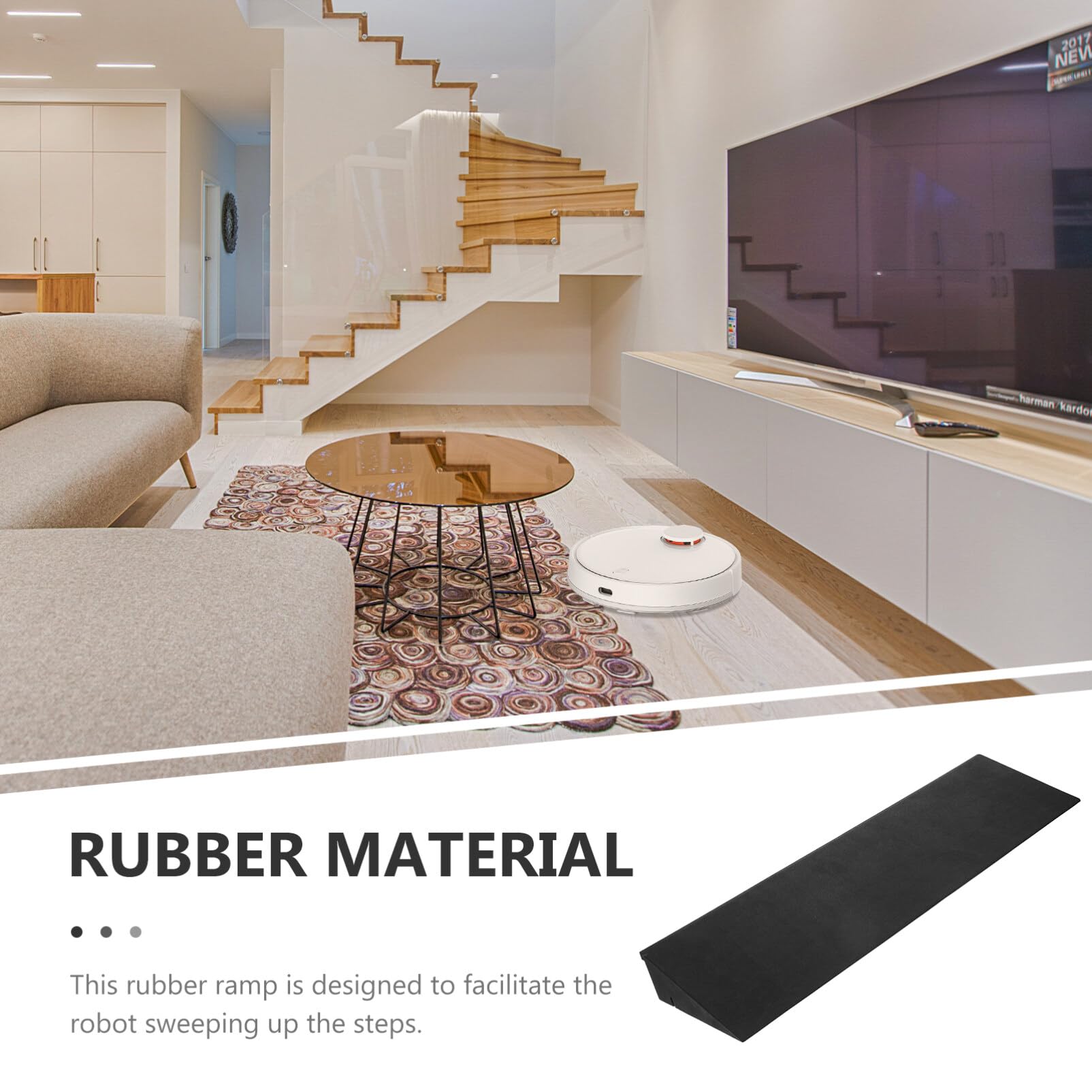Rise Rubber Threshold Ramp for Robot Vacuum Cleaners - Durable Door Transition Ramp with Angled Design | Perfect for Smart Vacuums, Wheelchairs & Mobility Devices