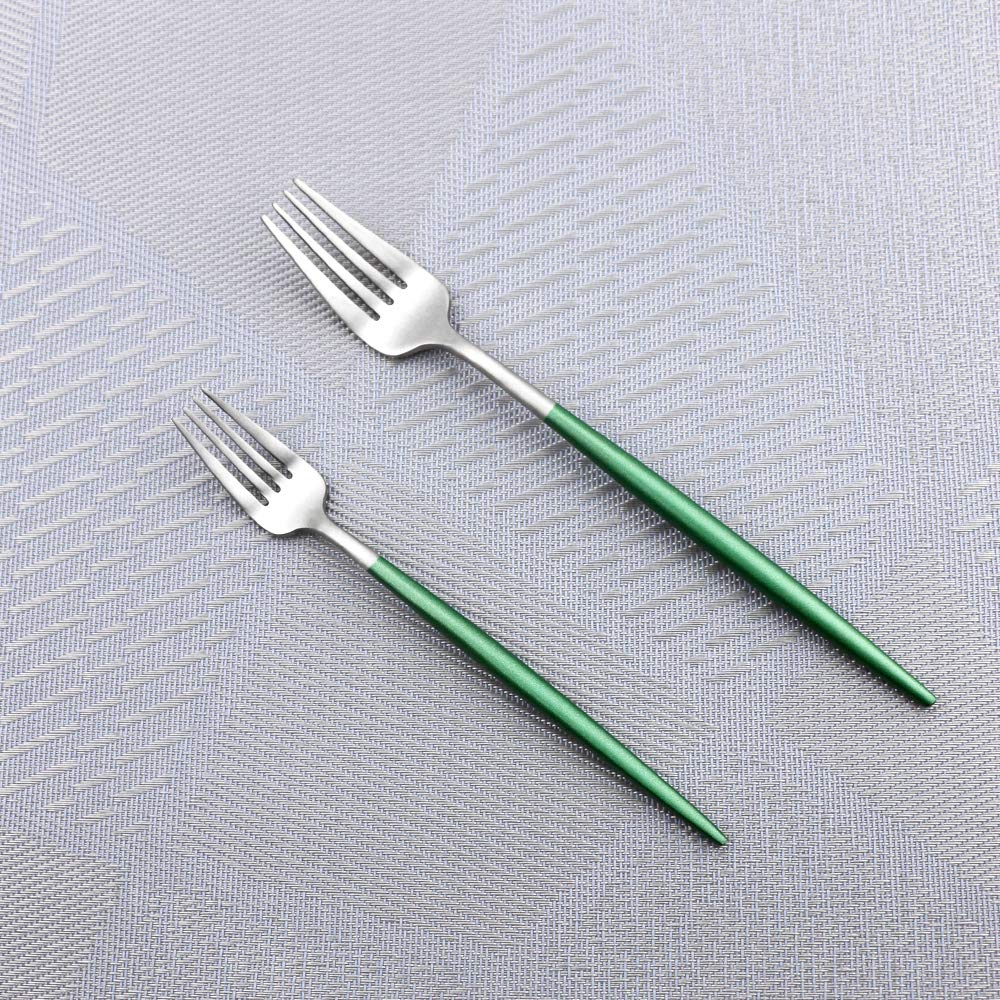 Premium 20-Piece Stainless Steel Flatware Set - 18/10 Rust-Proof Silverware for 4 - Matte Finish with Green Handle - Elegant Tableware for Home, Kitchen, Restaurant & Hotel Use - Perfect for Dinner Parties, Weddings & Everyday Dining