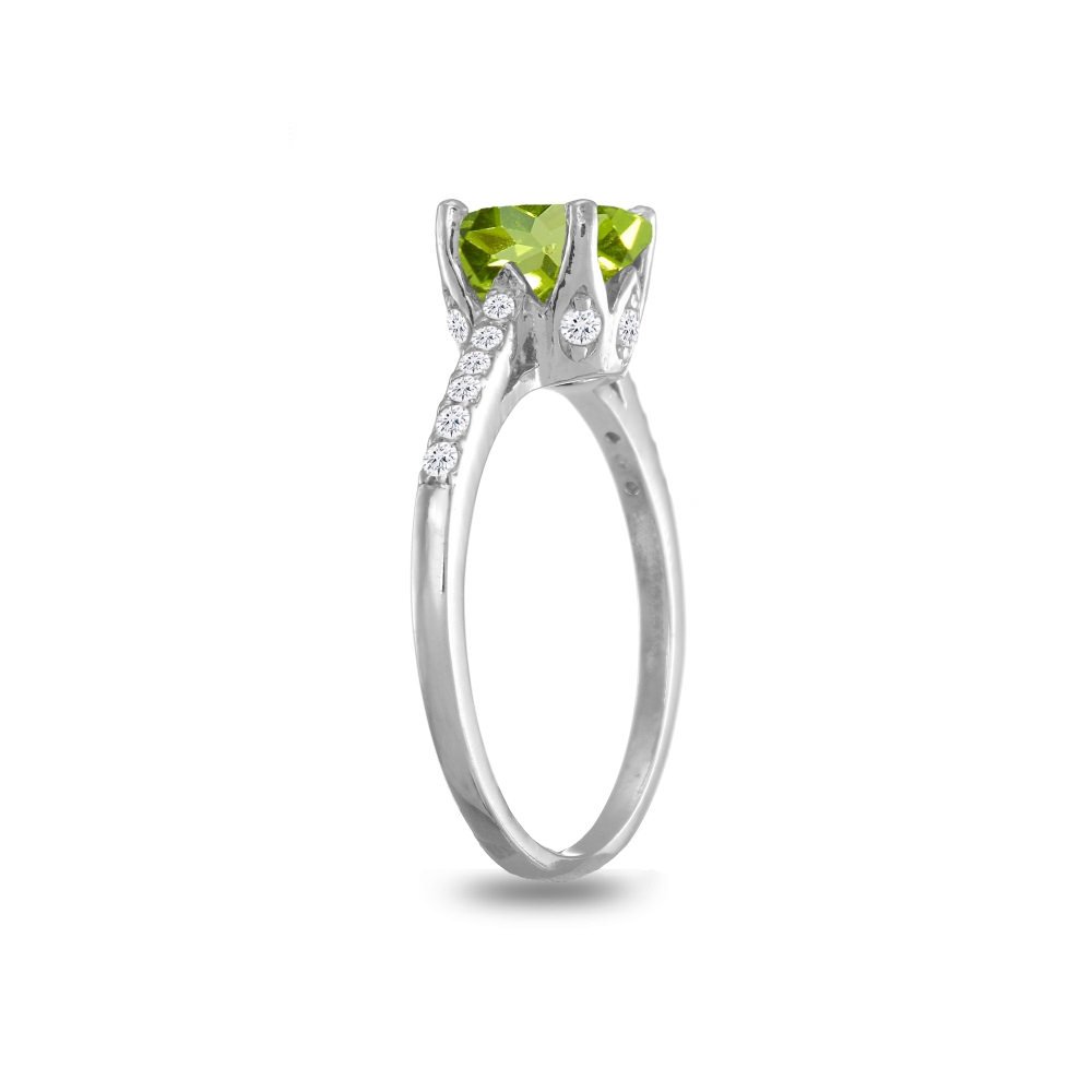 Sterling Silver Peridot Topaz Ring for Women - Elegant Oval Crown Jewelry for Parties & Gifts