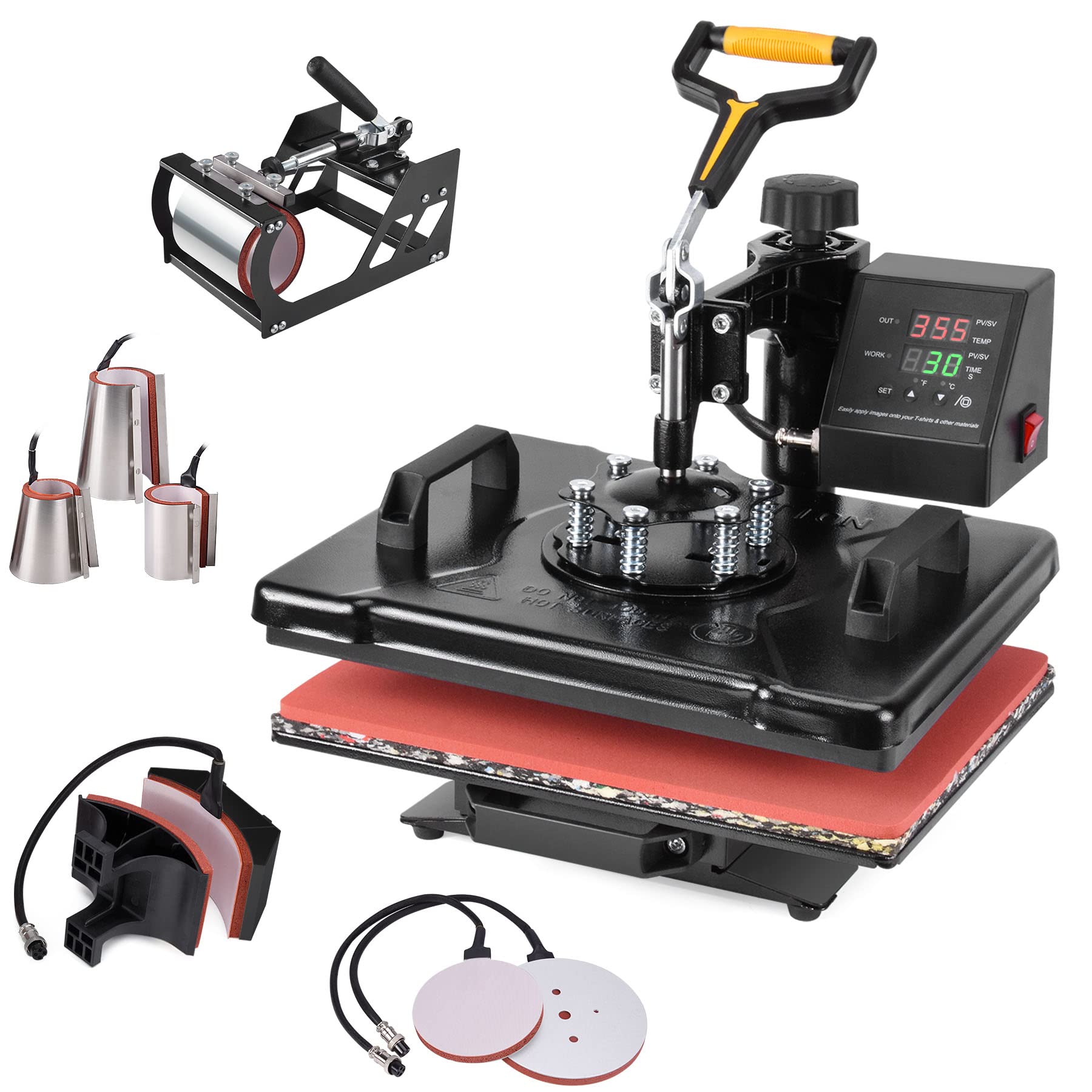 12x15 Inch 8-in-1 Digital Heat Press Machine with 360° Swing Away - Multifunction Sublimation Combo for T-Shirts, Mugs, Hats & Plates | Perfect for Home Business & DIY Craft Projects
