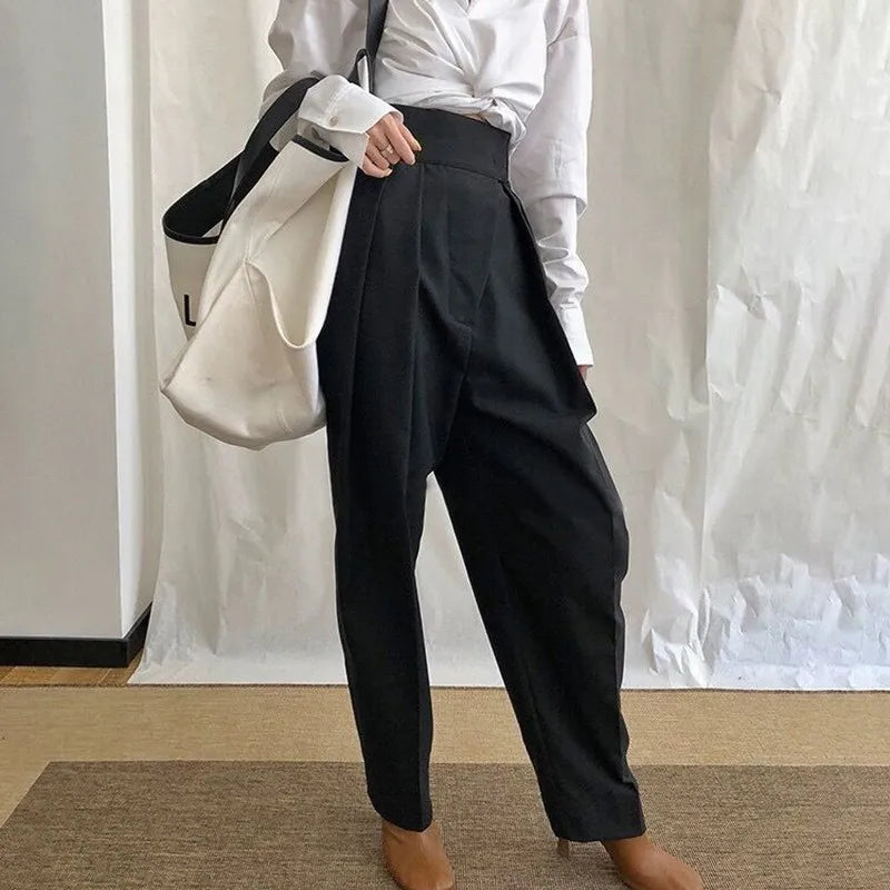 Women's High Waist Harem Pants - Soft Loose Casual Trousers for Autumn | Comfortable Boho Fashion Pants for Lounge, Yoga & Travel