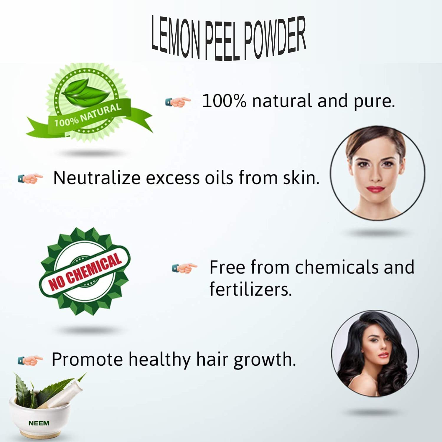 Oilanic 100% Pure Natural Lemon Peel Powder for Skin & Hair Care - 2 Pack (200g Each) | Brightening Face Mask, Hair Growth Treatment, DIY Beauty Recipes