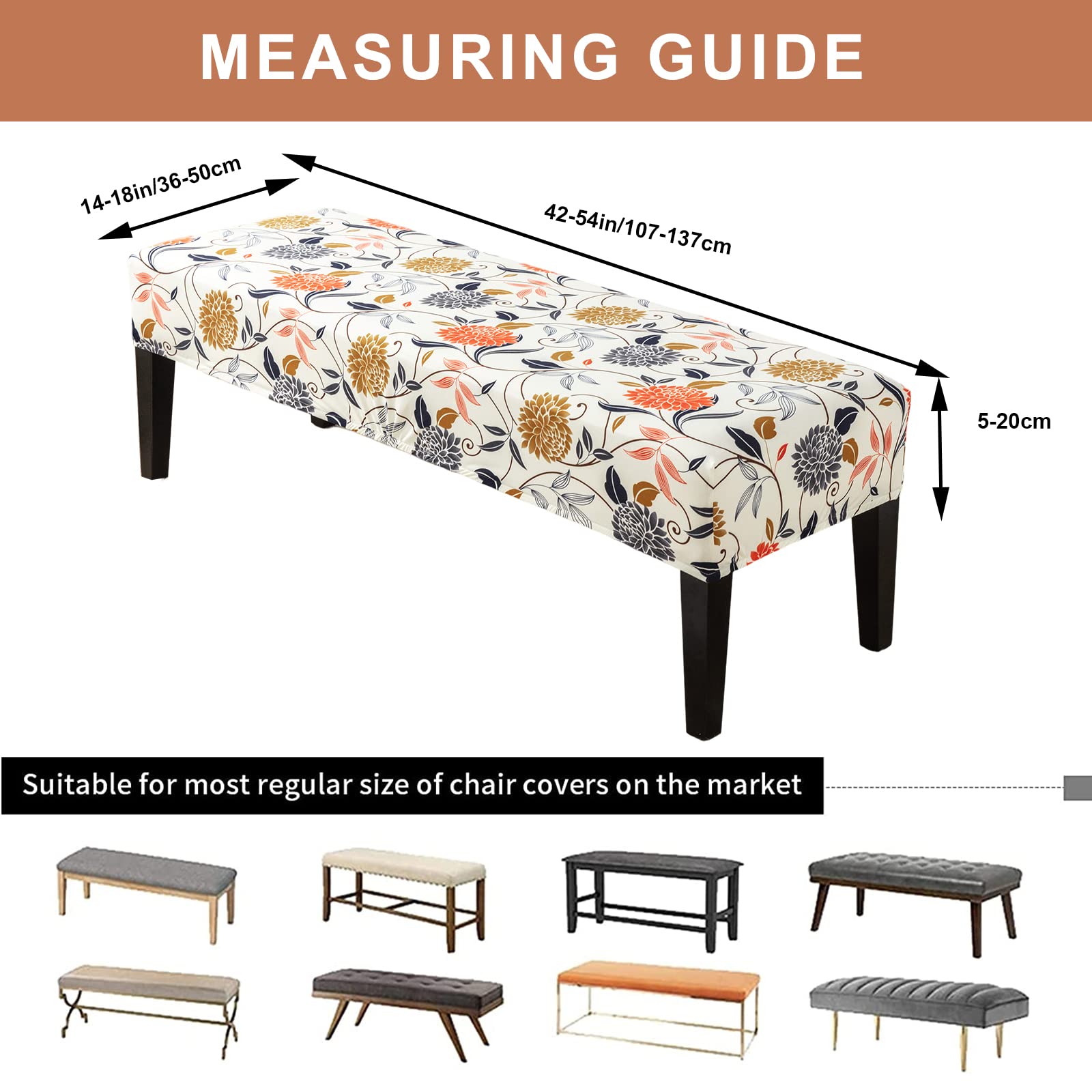 Eco-Friendly Ancheng Stretchable Dining Bench Cover - Removable Slipcover for Chairs & Furniture Protection - Perfect for Living Room, Kitchen & Dining Area