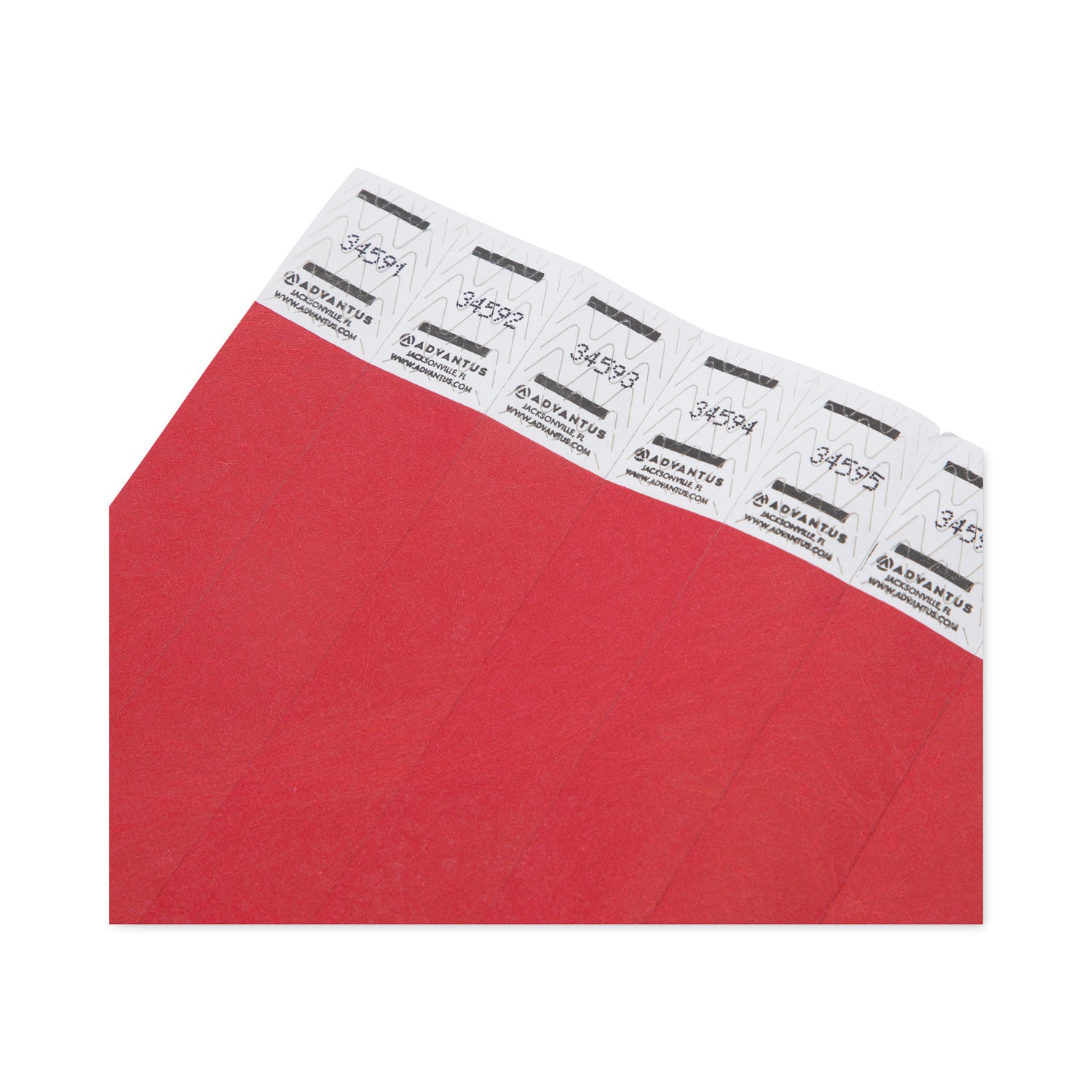 Advantus Numbered Crowd Control Wristbands - 100 Pack, Red, 10
