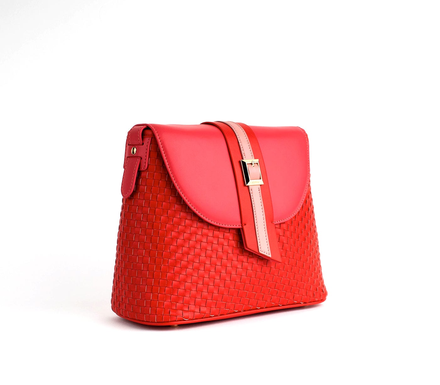 Kate Vegan Leather Basket Weave Crossbody Bag for Women - Stylish Red Purse with Adjustable Strap | Perfect for Work, Travel & Everyday Use