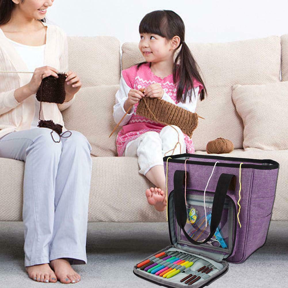 Large Knitting Bag for Yarn Storage - Portable Crochet Tote with High Capacity, Perfect for Organizing Knitting Supplies & Unfinished Projects - Great for Travel, Home Crafting & Knitting Groups