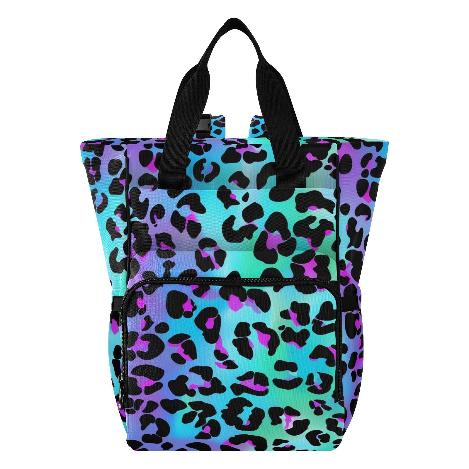 Waterproof Leopard Print Diaper Backpack - Large Capacity Baby Bag with Insulated Pockets & Stroller Straps for Moms, Dads & Caregivers | Perfect for Travel, Daycare & Family Outings