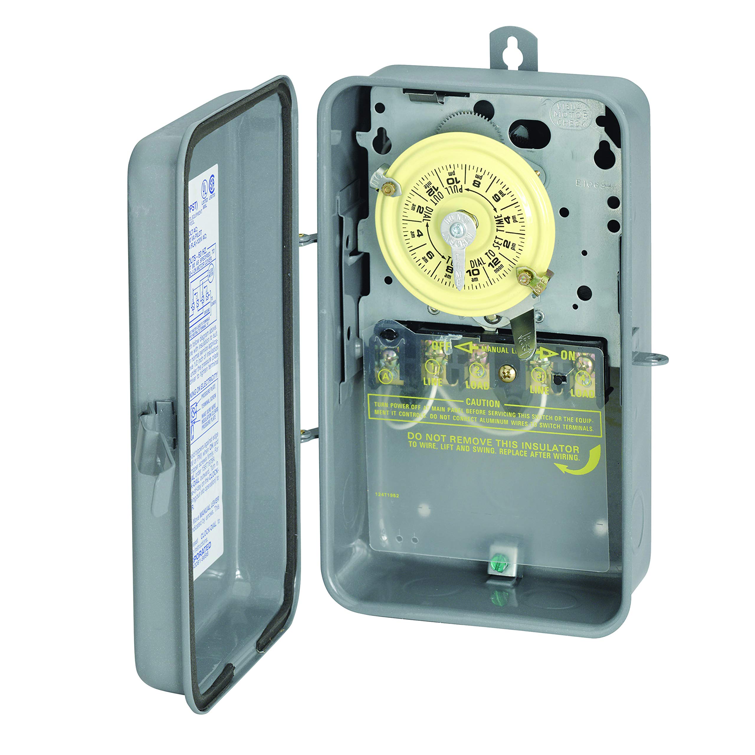 Intermatic T106R 24-Hour Mechanical Timer Switch, Gray - Perfect for Outdoor Lights, Pumps, and Home Automation