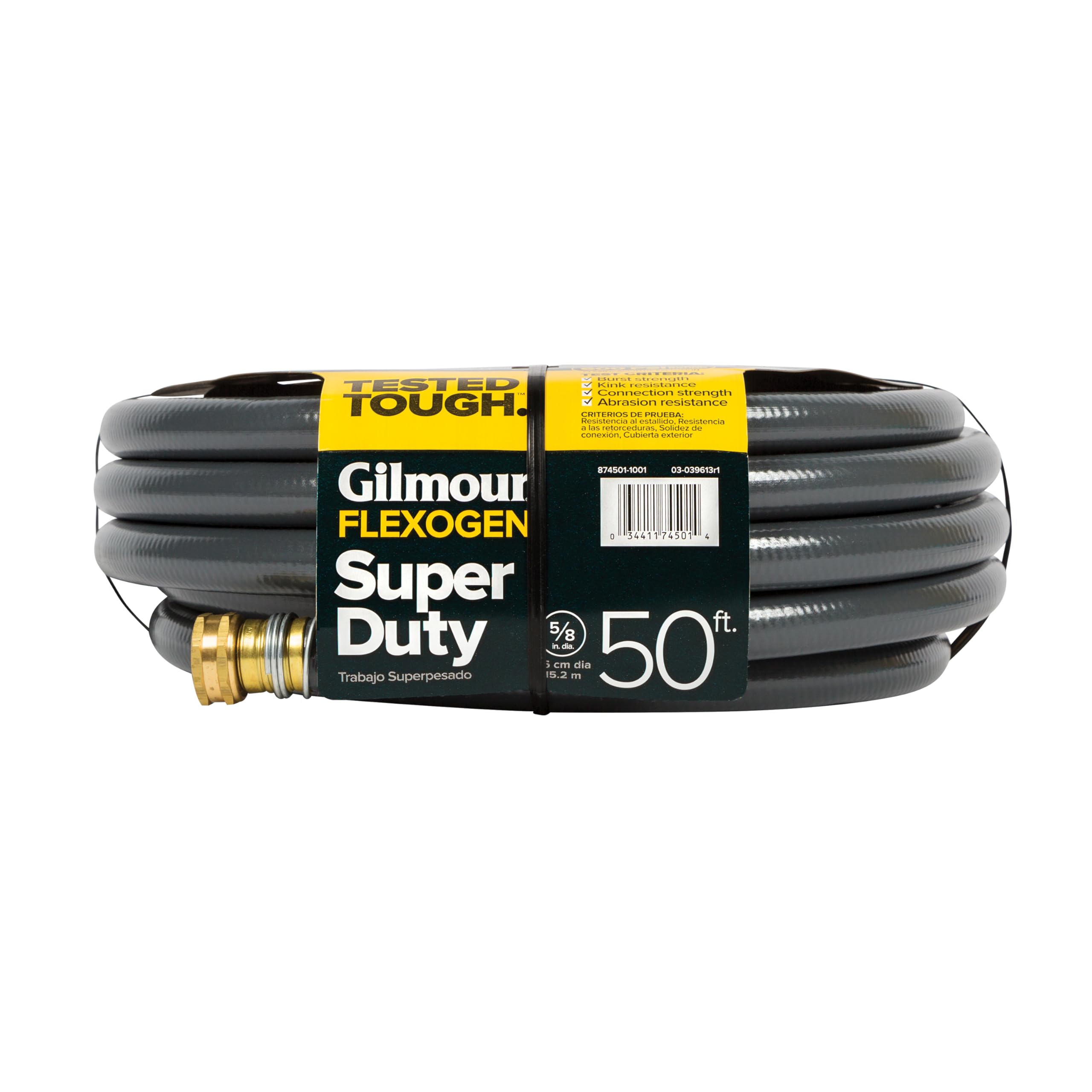 Gilmour Flexogen 5/8 in x 50 ft Heavy Duty Garden Hose - Flexible, Kink Resistant Outdoor Water Hose for Lawn Care, Car Washing & Gardening (Gray)