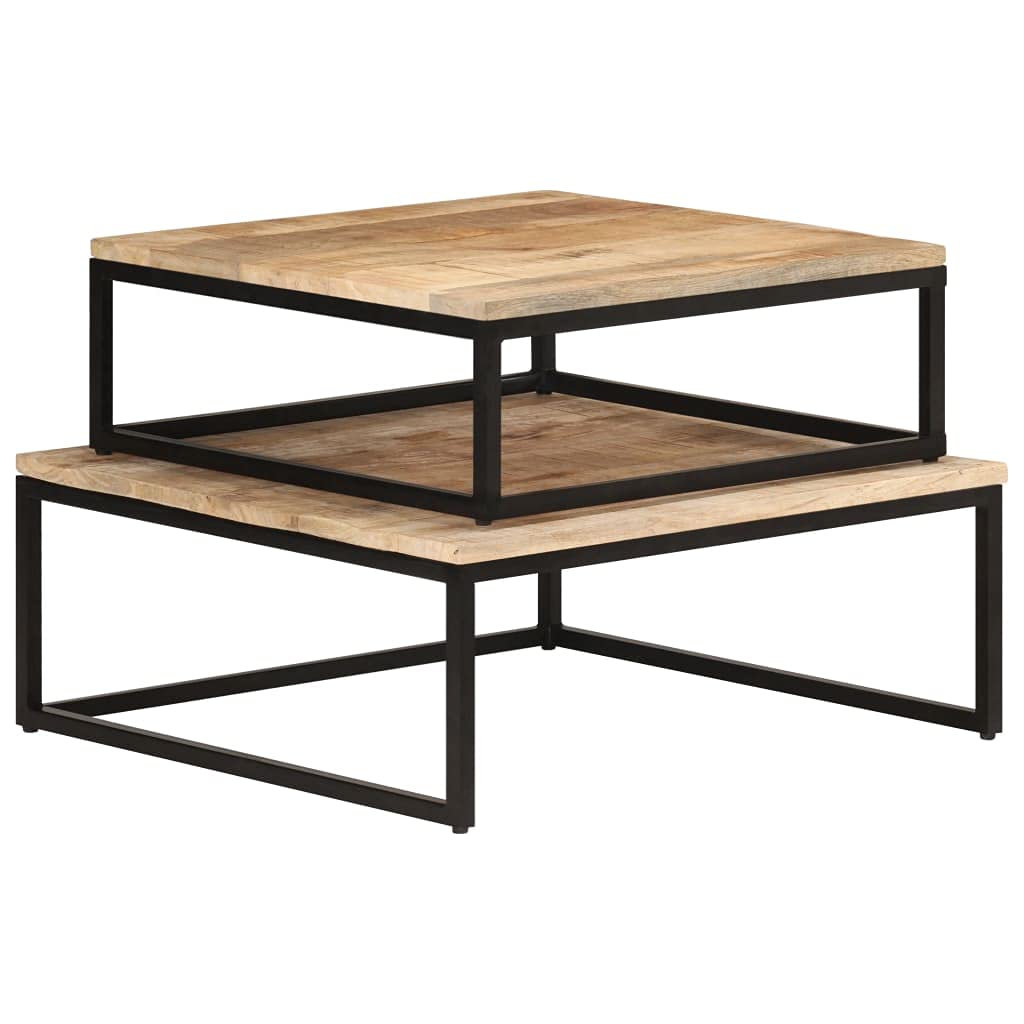 CHARMMA Nesting Coffee Tables Set of 2 - Solid Mango Wood Modern Living Room Furniture - Perfect for Small Spaces, Home Decor & Entertaining Guests