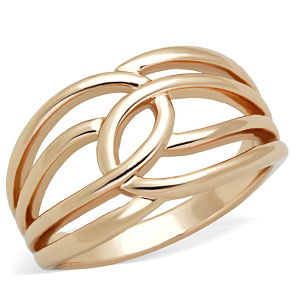 Elegant IP Rose Gold Stainless Steel Modern Broad Intertwined Ring for Women - Fashion Jewelry Gift for Wedding, Anniversary & Special Occasions