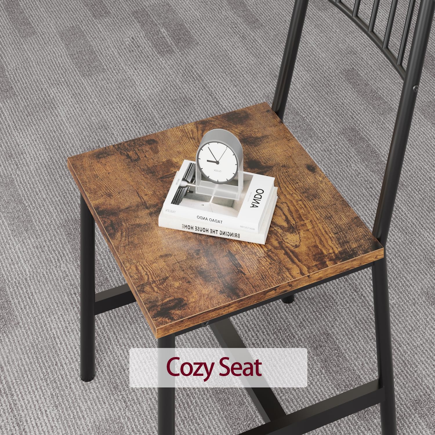 4-Piece Retro Brown Dining Table Set with Wine Rack & Storage Benches - Space-Saving Rectangular Kitchen Table for Small Apartments | Perfect for Family Meals, Entertaining Guests & Compact Living Spaces