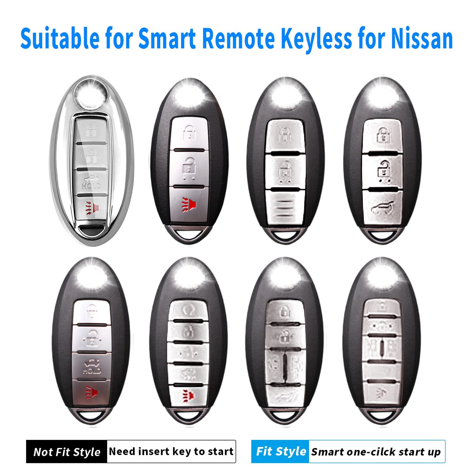 Premium TPU Key Case & Key Chain Set for Nissan/Infiniti - Compatible with Maxima, Qashqai, Pathfinder, Sylphy, QX60, Murano, FX50, Sunny (3/4/5 Buttons) - Durable Protection & Stylish Accessory for Car Keys - Perfect for Daily Use, Travel & Gift Giving