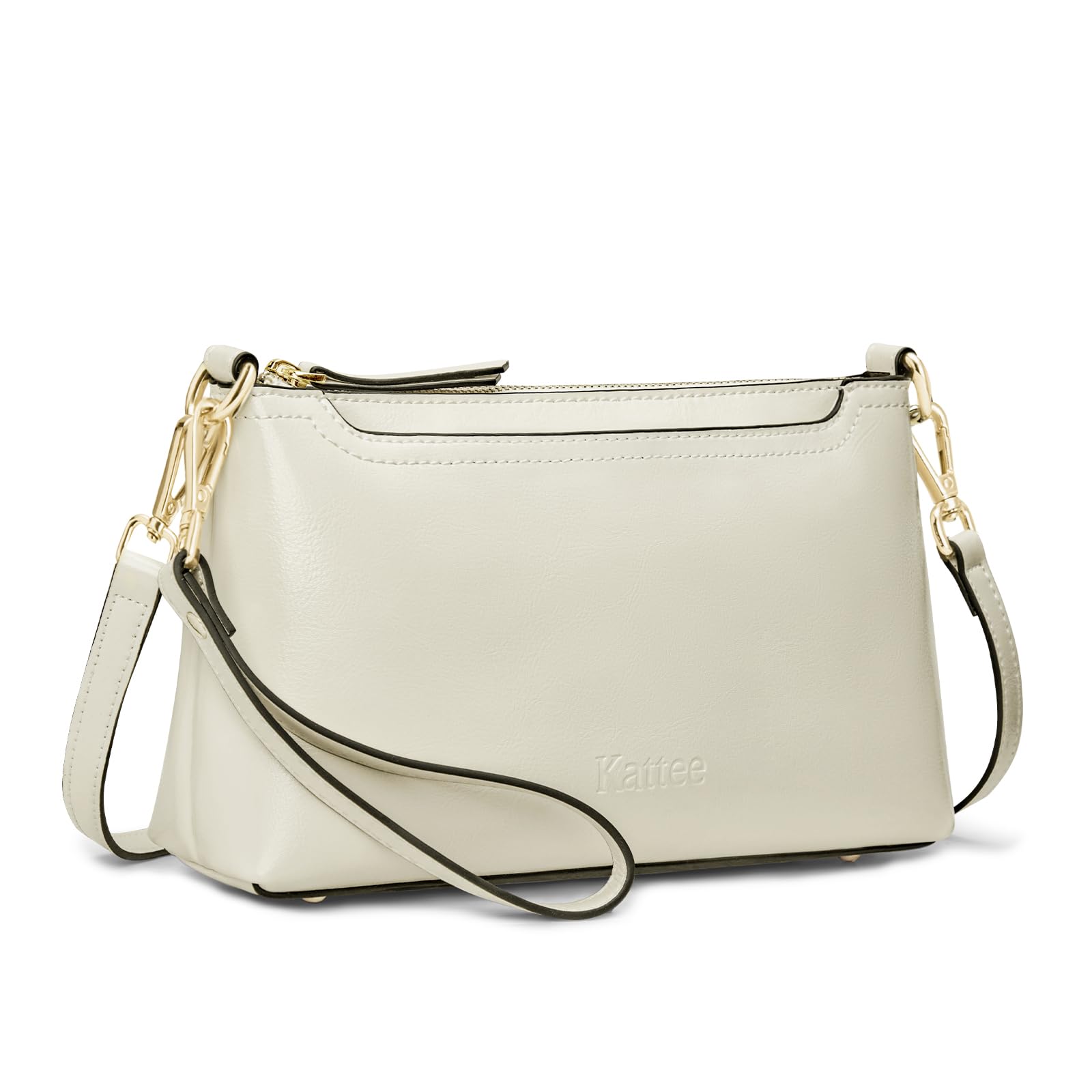 Kattee Women's Leather Crossbody Bag - Trendy Small Shoulder Purse with 2 Adjustable Straps, Handbag & Wristlet Wallet for Everyday Use, Work, Travel and Date Night