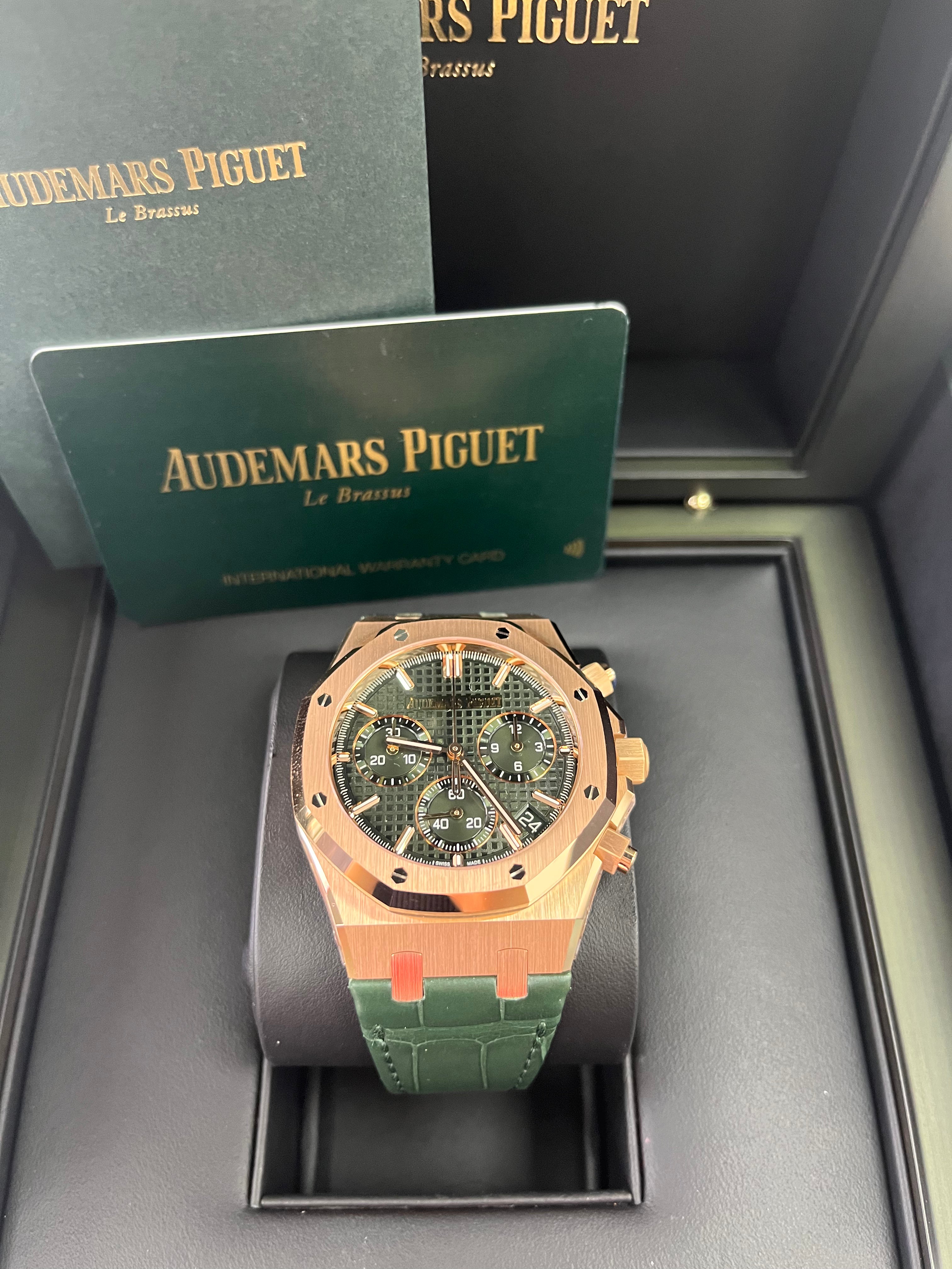 Audemars Piguet Royal Oak Selfwinding Chronograph 50th Anniversary Watch - Green Dial, Green Leather Strap (Ref #26240OR.OO.D404CR.01) | Luxury Swiss Timepiece for Men, Perfect for Special Occasions & Collectors
