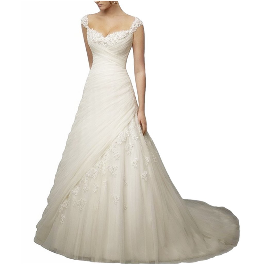 Borje Noble A-line Sweetheart Long Wedding Dresses Bridal Gown - Elegant Lace Appliques & Train for Brides, Perfect for Church, Beach & Formal Weddings