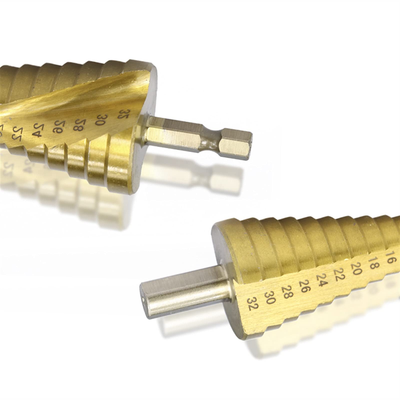 4-32mm Titanium Coated HSS Step Drill Bit Set - Pagoda Shape, Triangle Shank Hole Cutter for Metal, Wood & Plastic - Power Tool Accessories (3pcs Spiral Drill Bits) - Perfect for DIY Projects, Home Repairs & Professional Metalworking