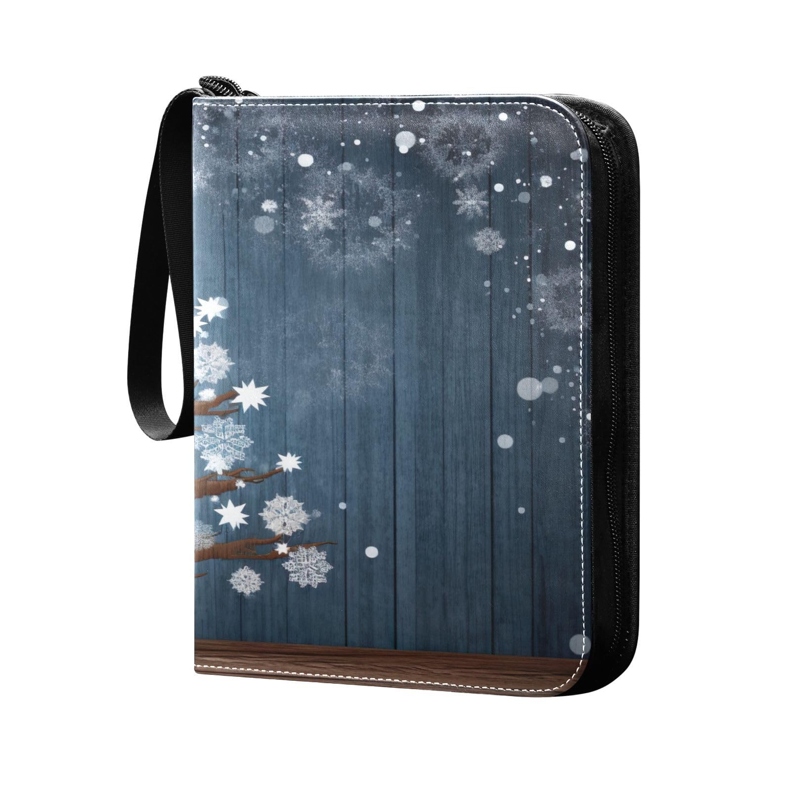 Christmas Snowflakes Winter Trading Card Binder - 4 Pocket Card Holder Album with 50 Sleeves, Holds 400 Cards (3-Ring Design) - Perfect for Collectors, TCG Games & Holiday Gift Giving
