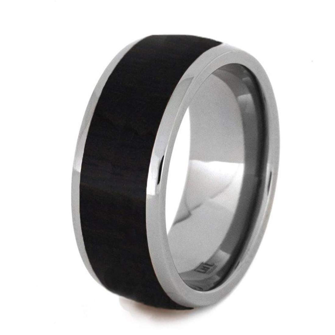 Men's Titanium African Blackwood Comfort-Fit Dome Ring - 10mm Wide Band, Hypoallergenic & Durable Wedding Band for Men, Perfect for Everyday Wear & Special Occasions